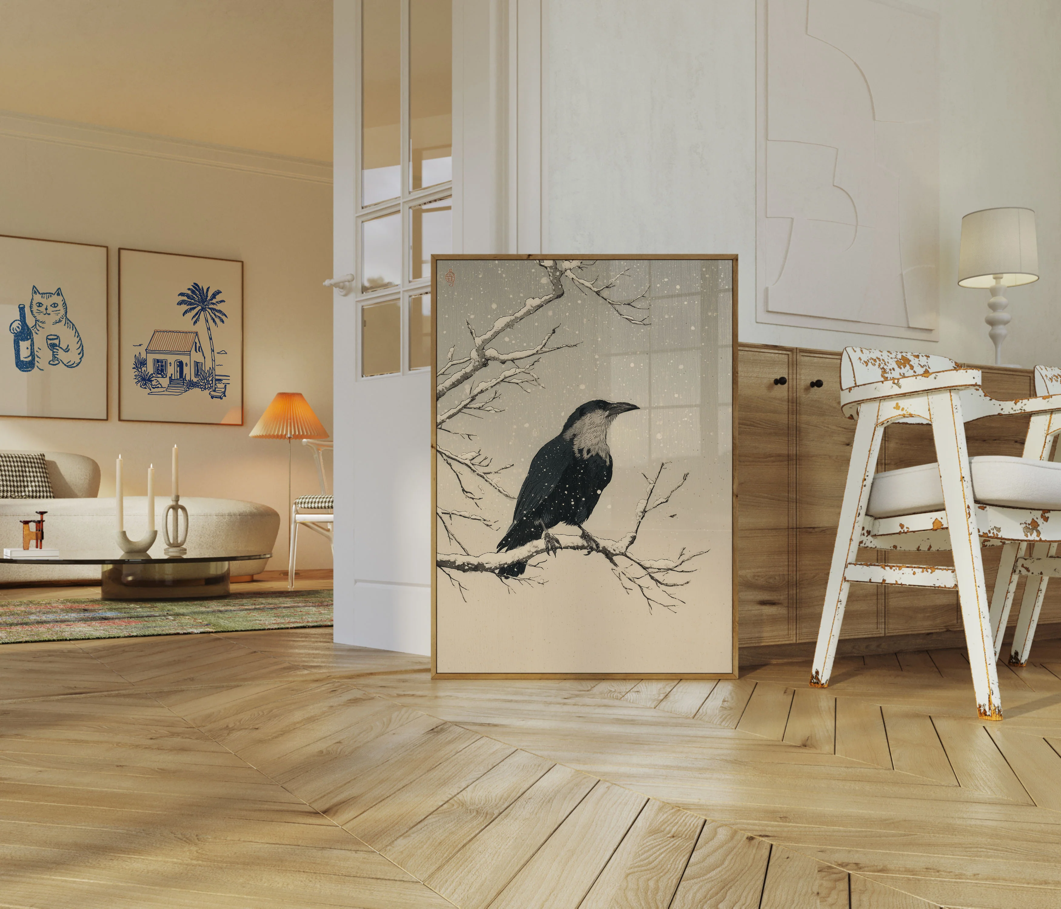 Raven in Winter Snow Poster - Image 5