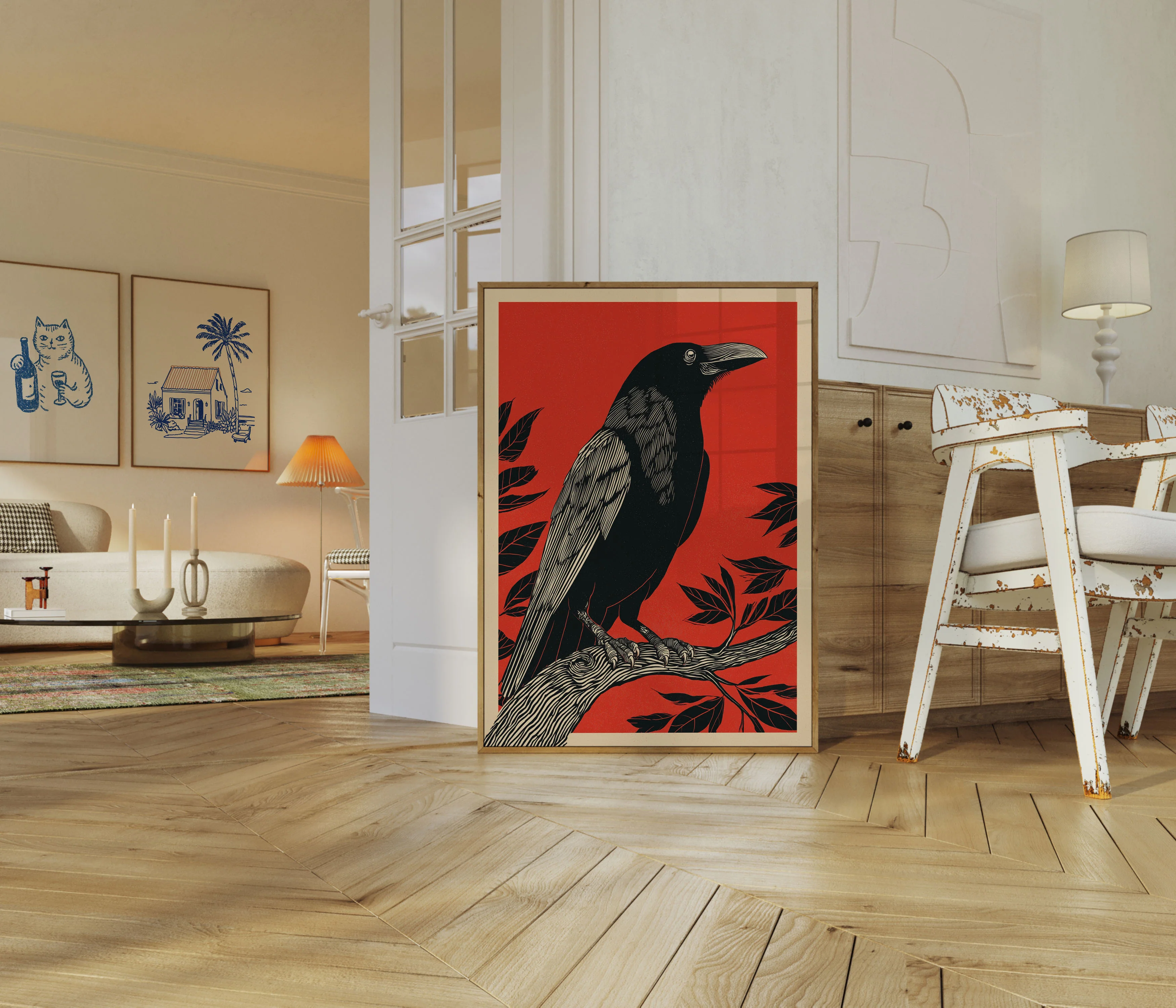 Raven on Branch Poster - Image 5