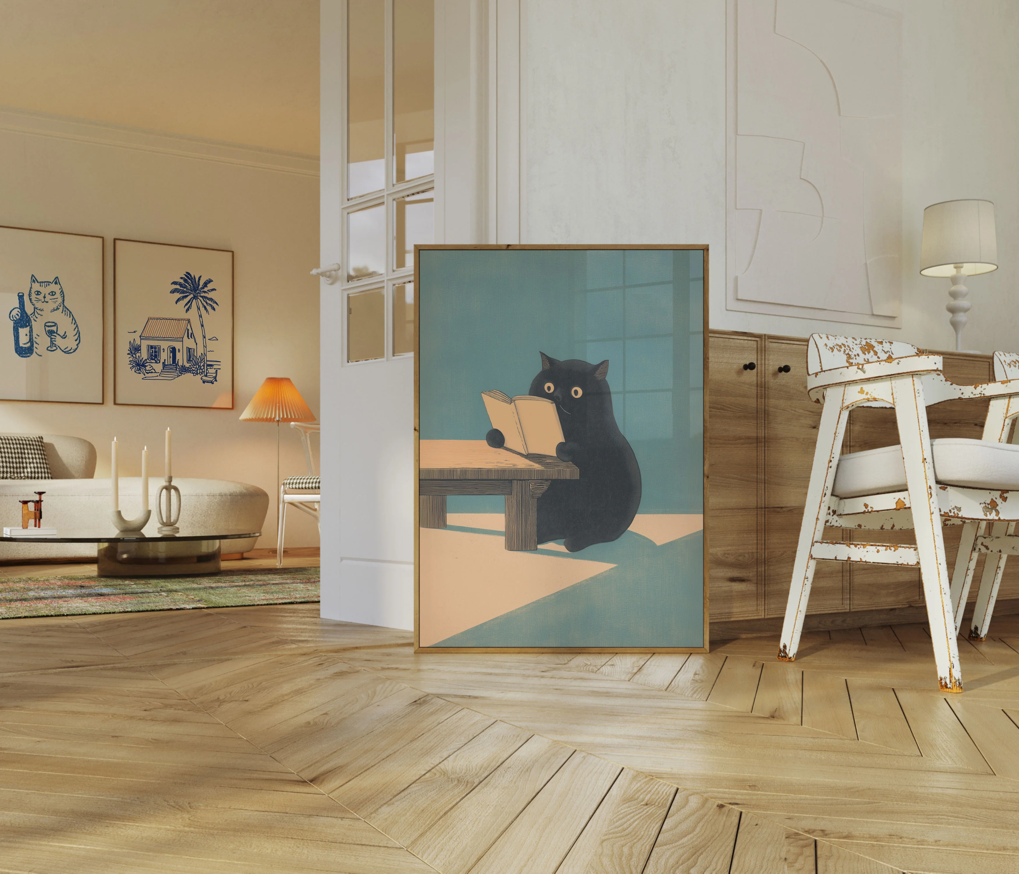 Reading Black Cat Poster - Image 5