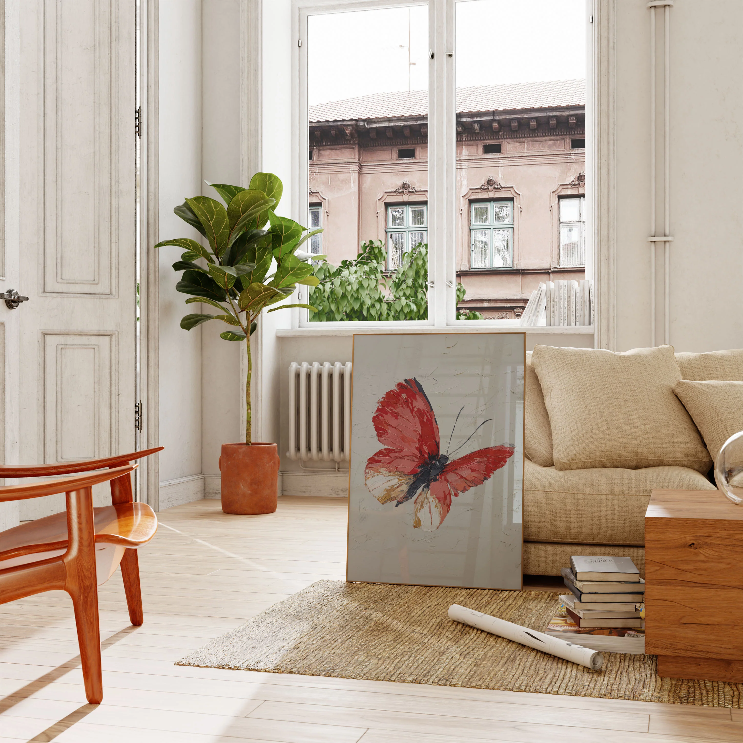 Red Butterfly Watercolor Poster - Image 2