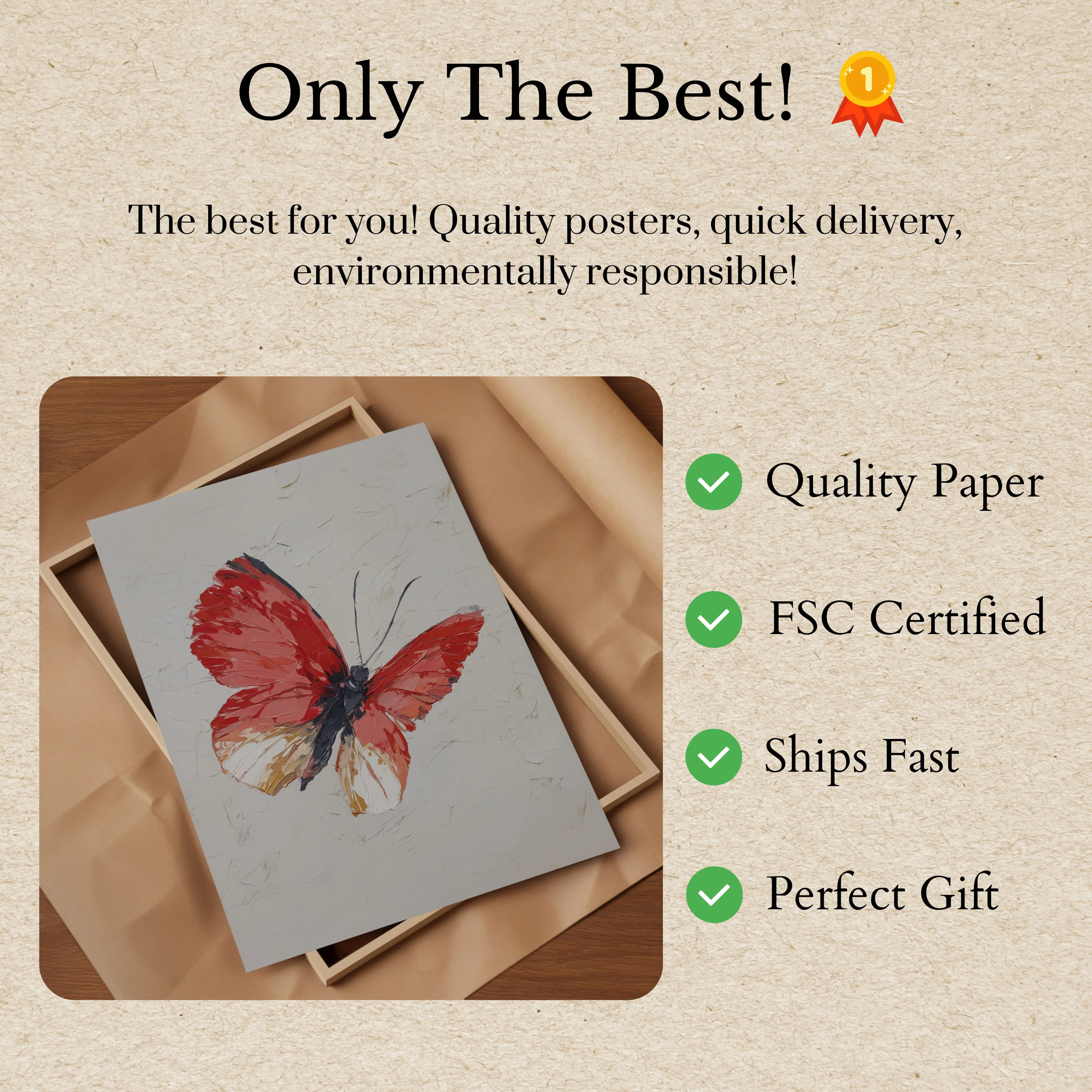 Red Butterfly Watercolor Poster - Image 3