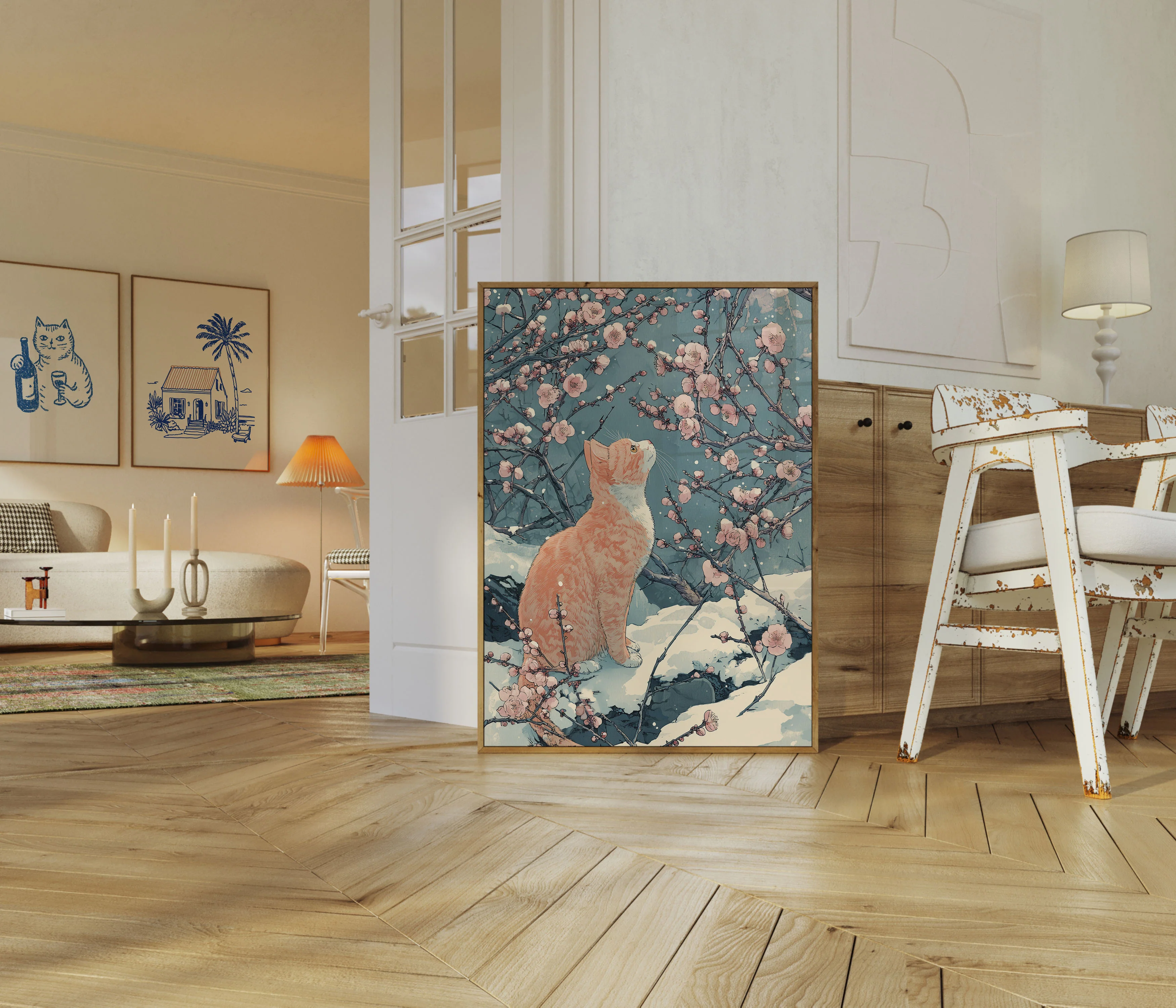 Red Cat Among Cherry Blossoms Poster - Image 5