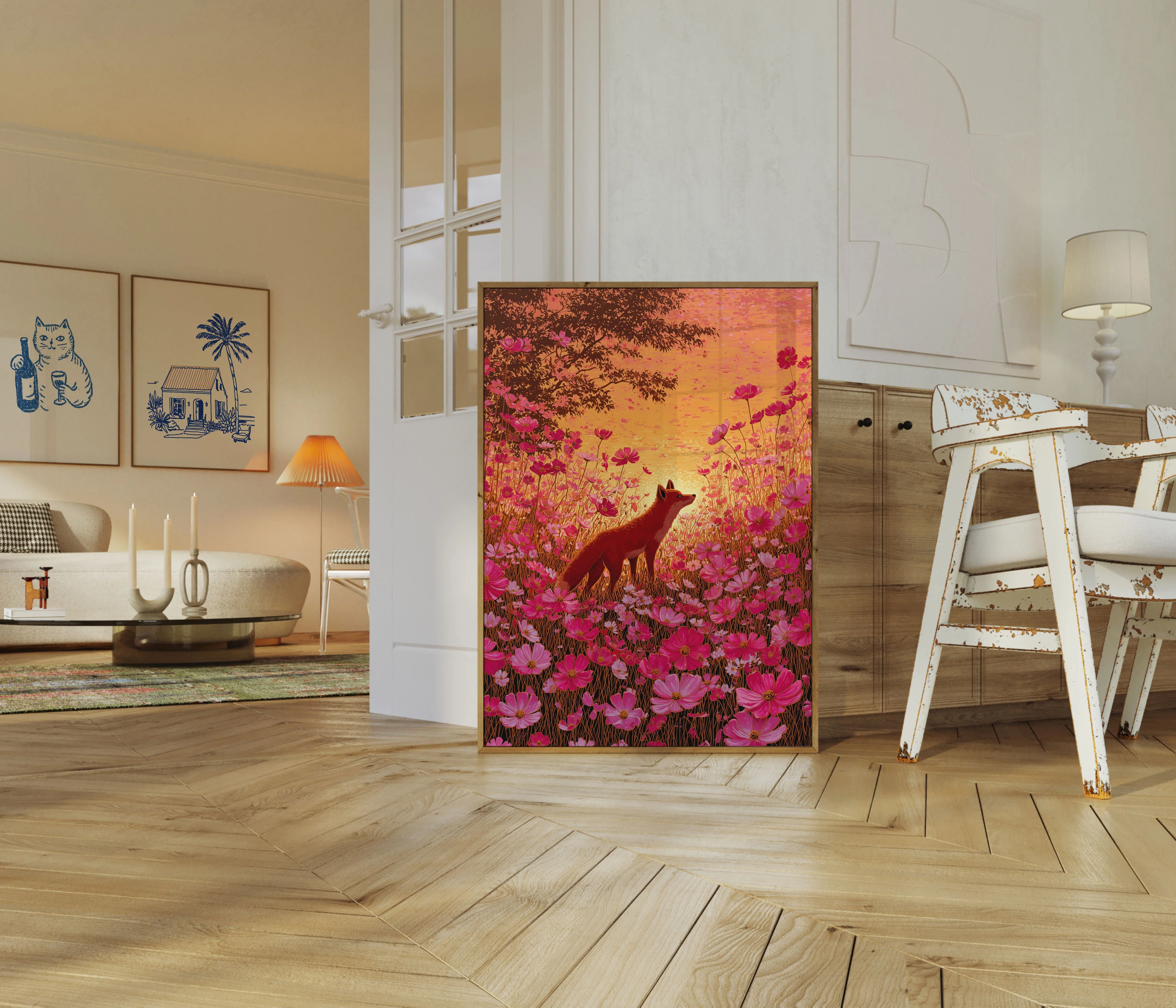 Red Fox in Flower Field Poster - Image 5