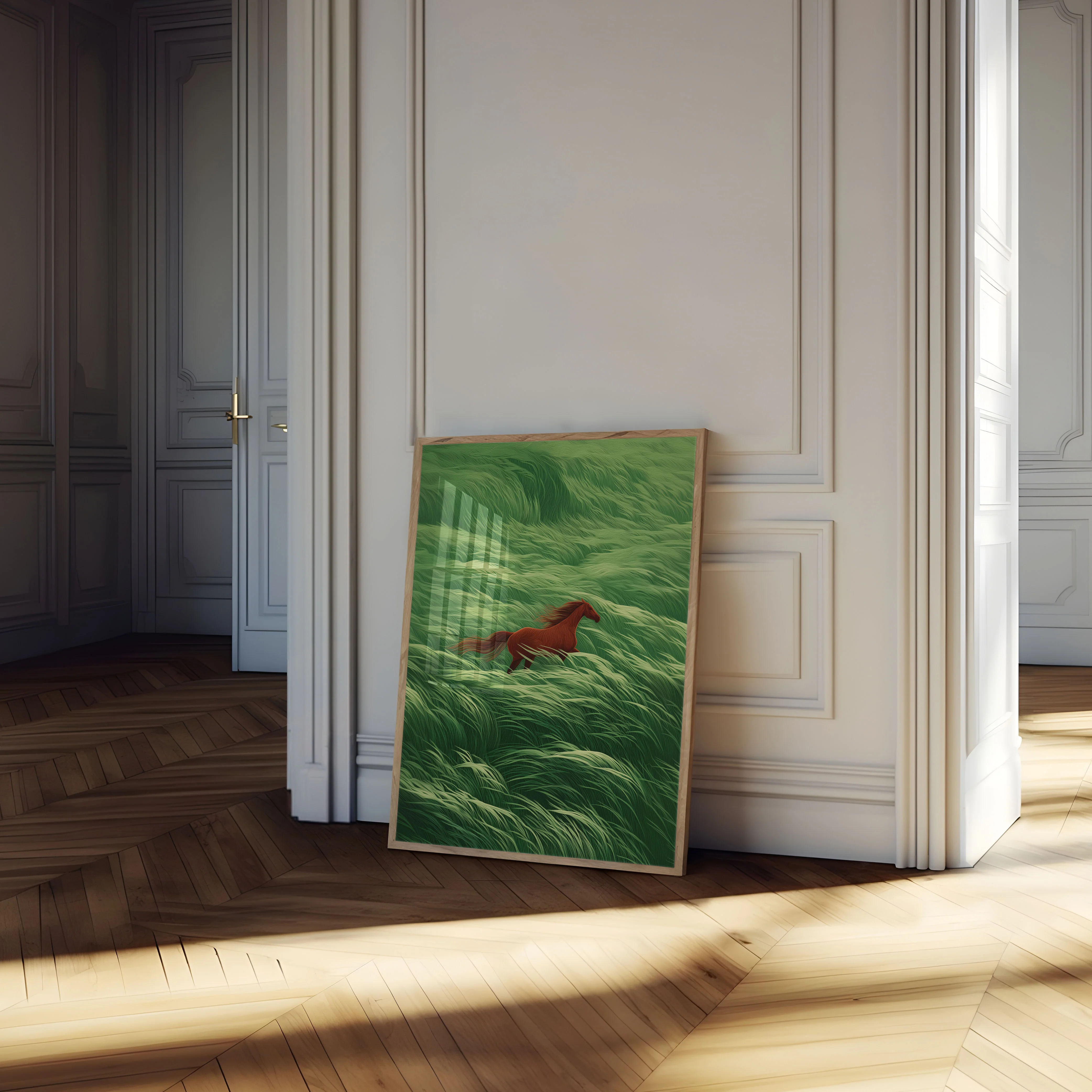 Red Horse Galloping Through Grassland Poster - Image 4