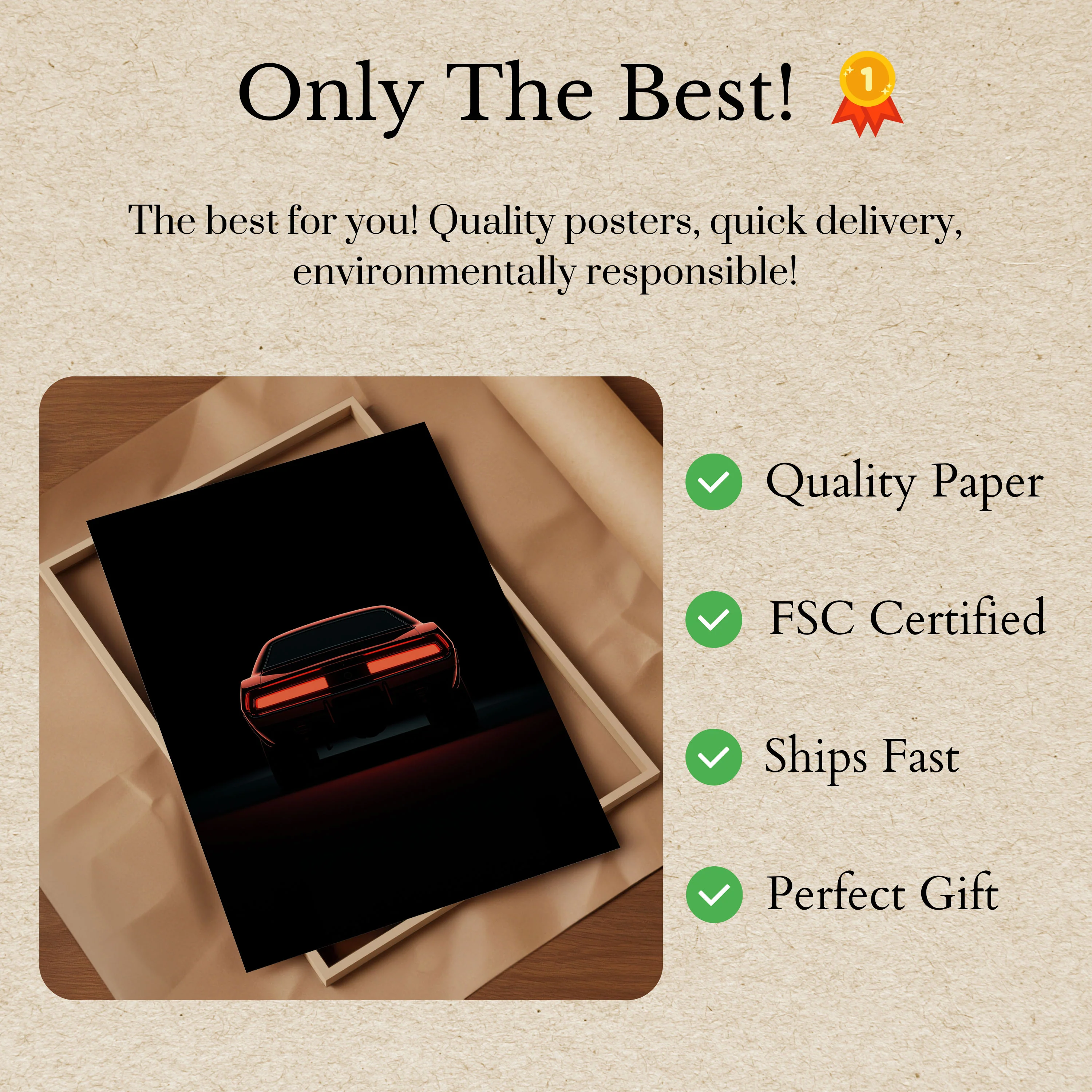 Red Muscle Car Silhouette Poster - Image 3