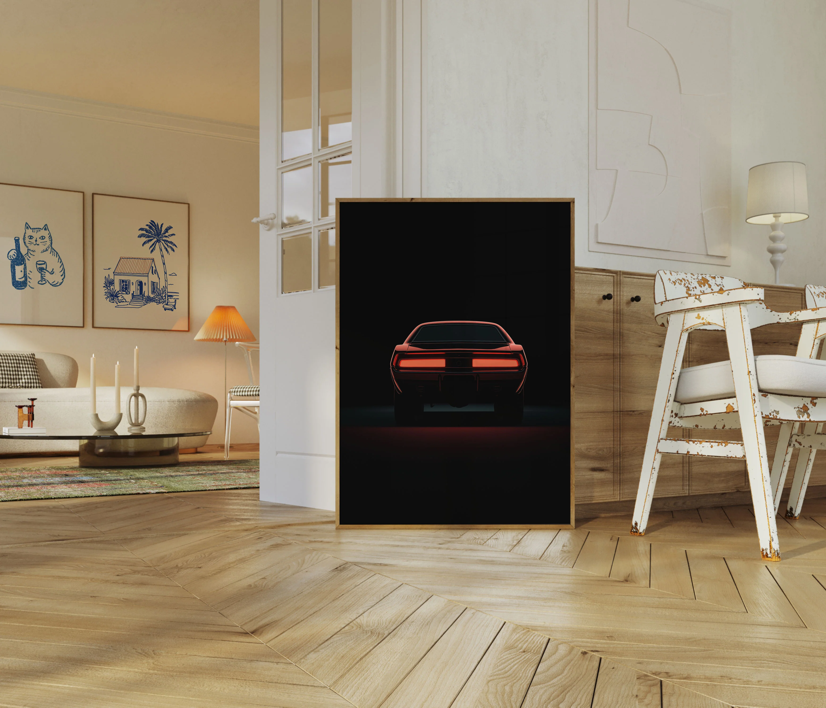 Red Muscle Car Silhouette Poster - Image 5