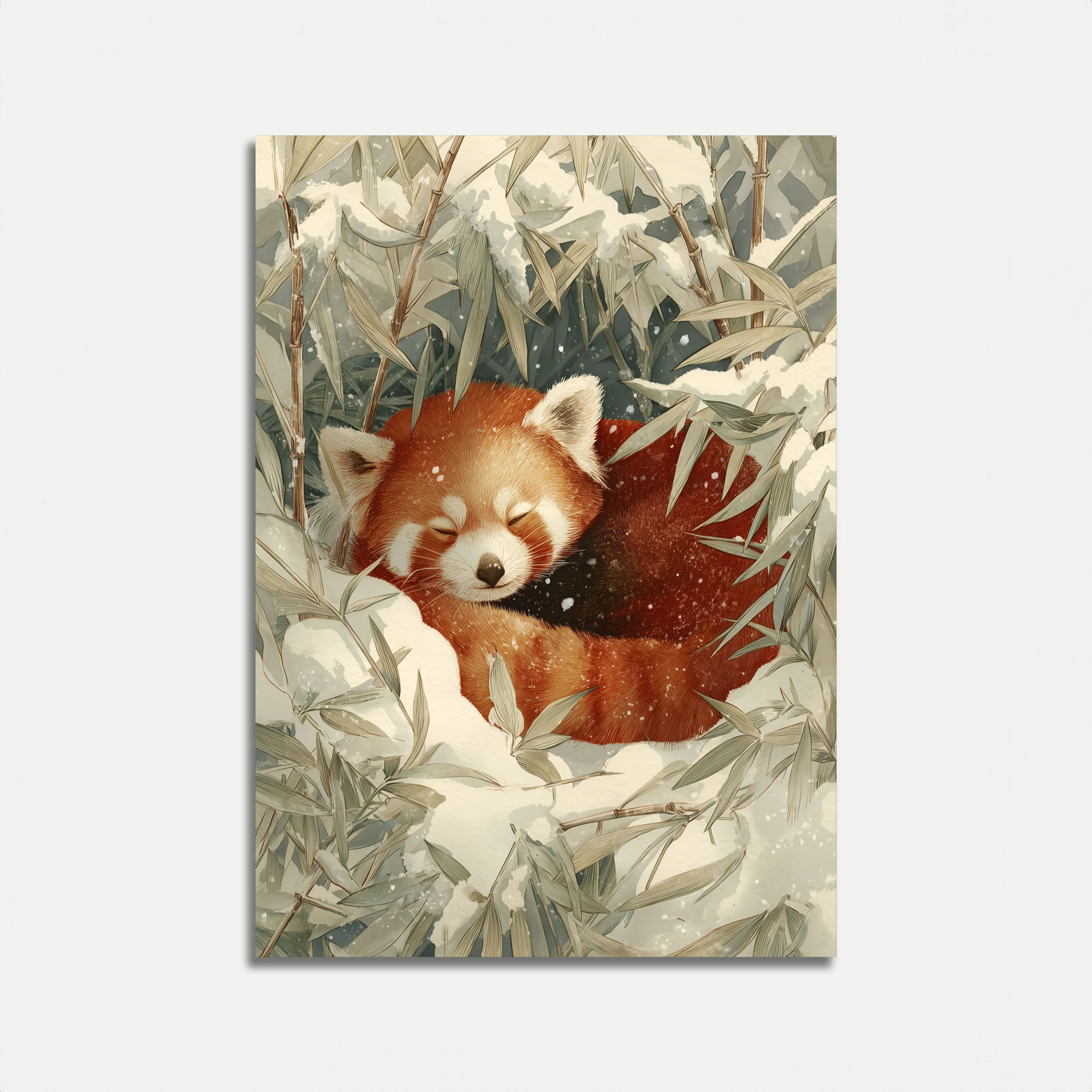 Red Panda in Winter Snow Poster