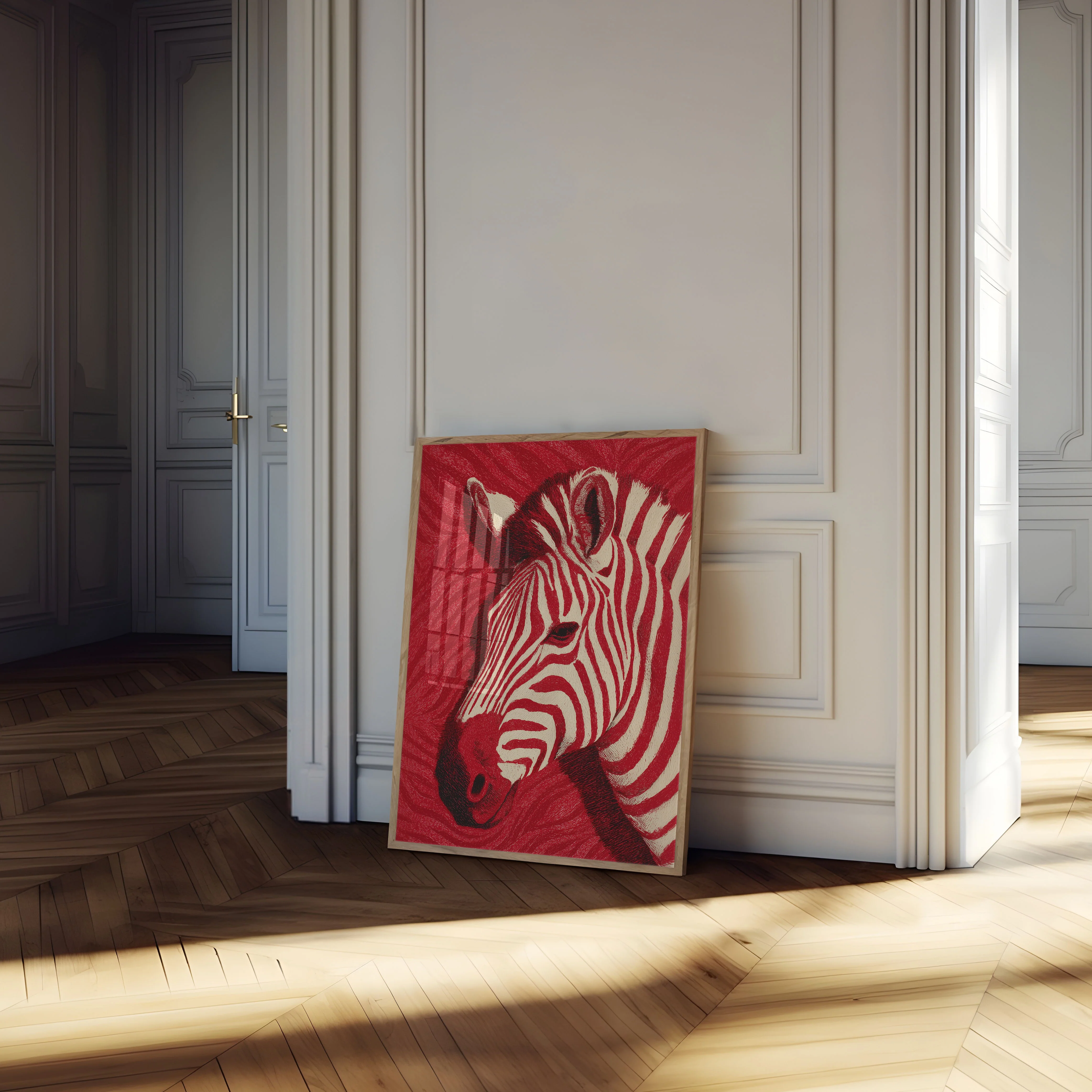 Red Zebra Stripes Art Poster - Image 3
