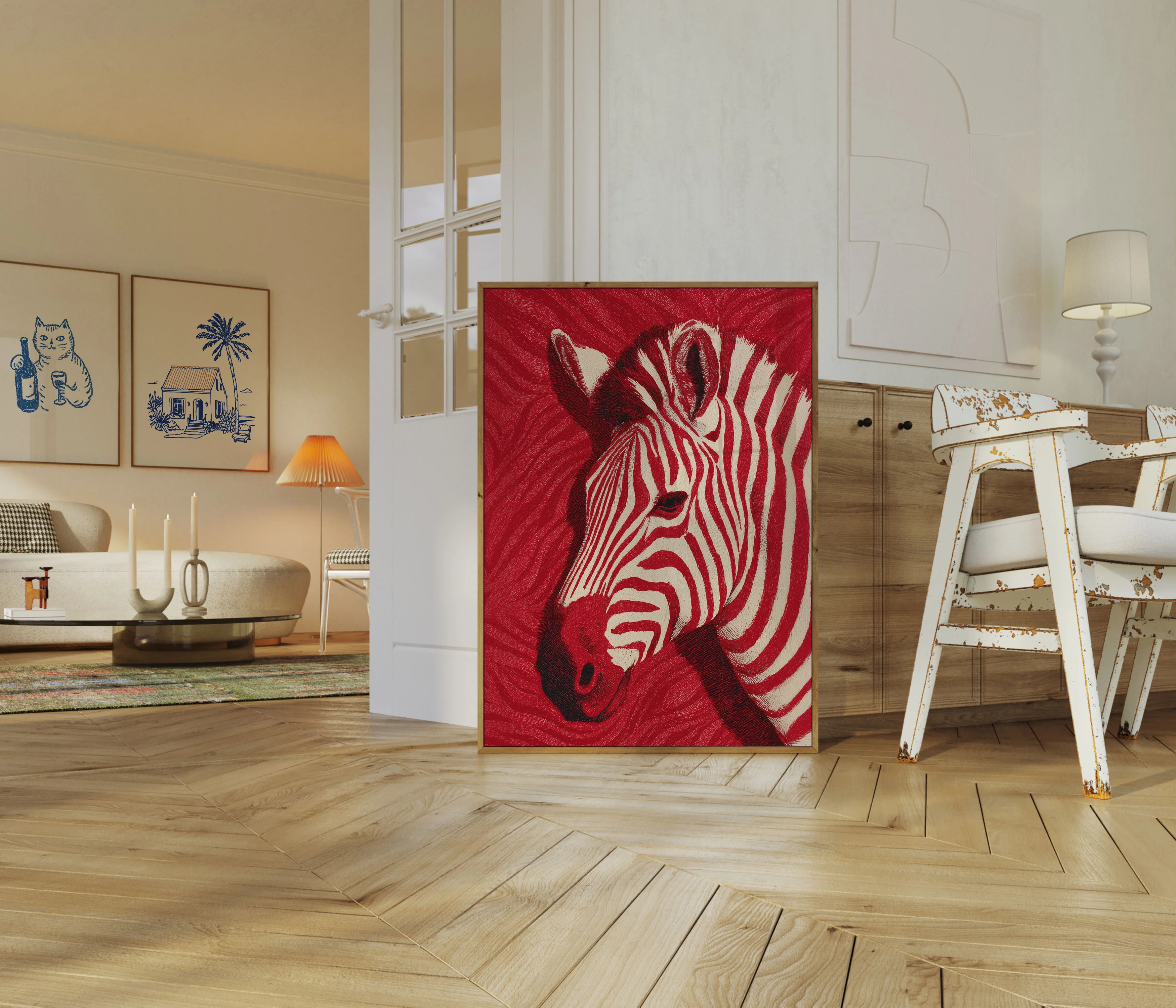 Red Zebra Stripes Art Poster - Image 4