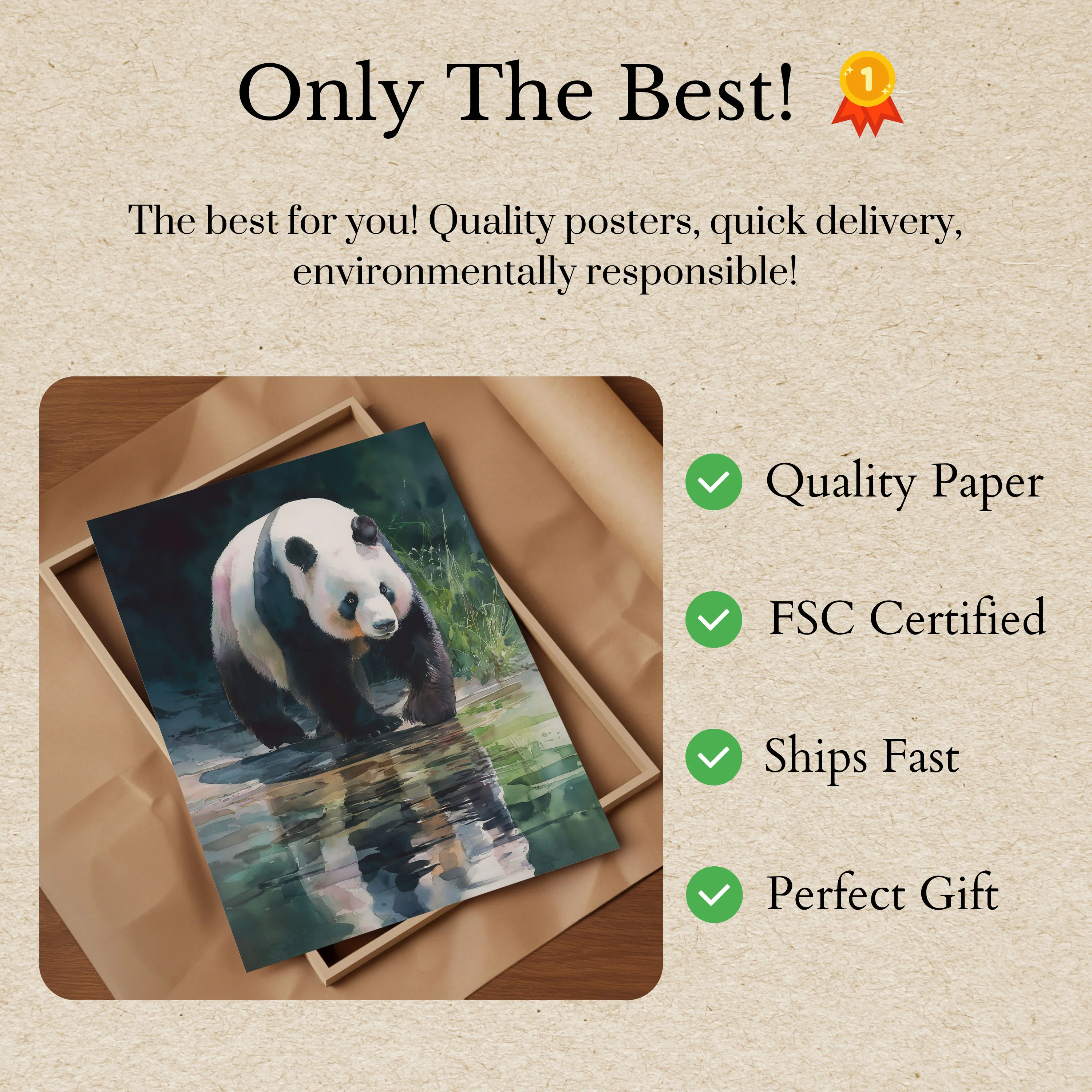Reflective Panda Nature Poster - Image 3