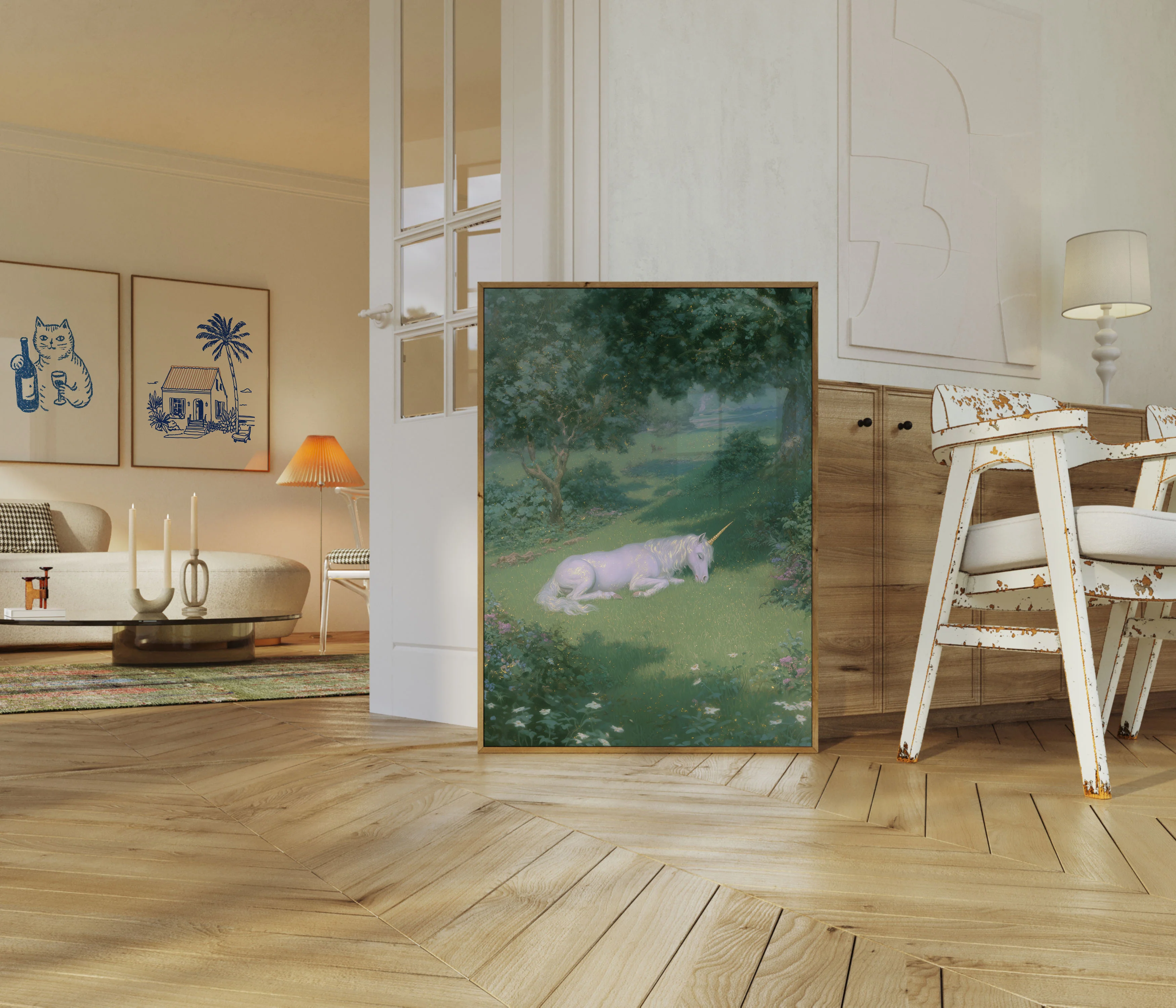 Resting Unicorn in Enchanted Forest Poster - Image 5