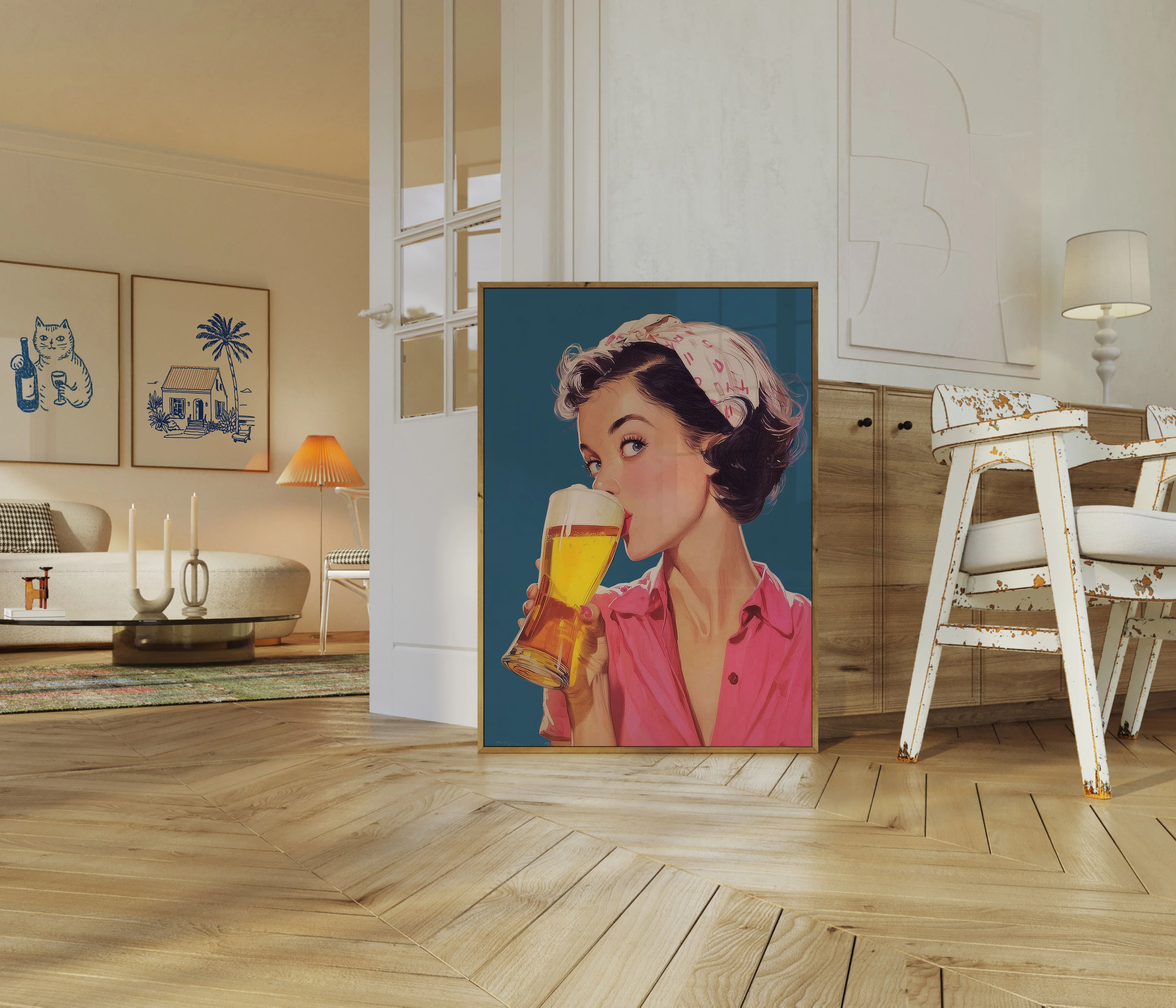 Retro Beer Girl Vintage Poster - Image 5