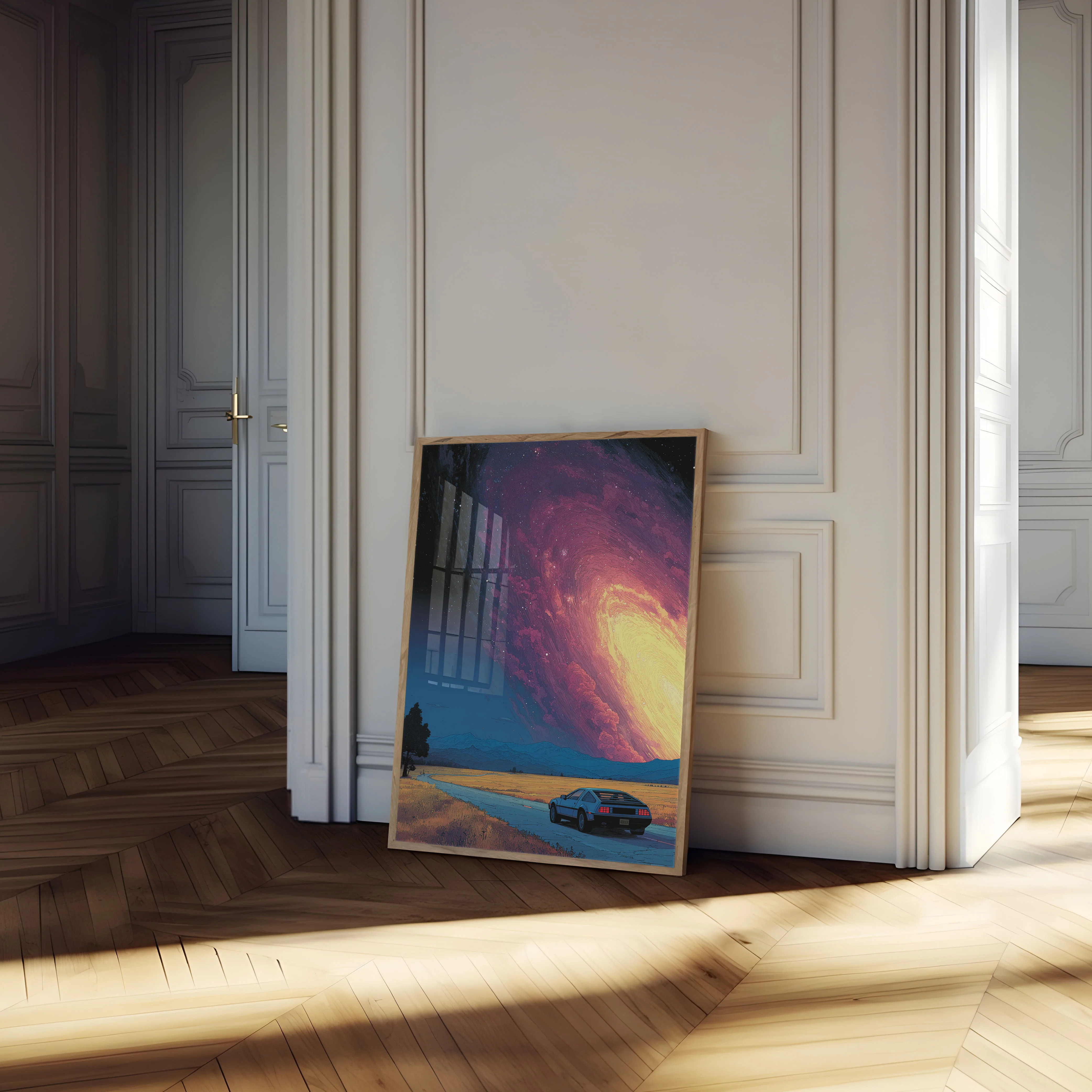 Retro Car and Cosmic Sky Poster - Image 4