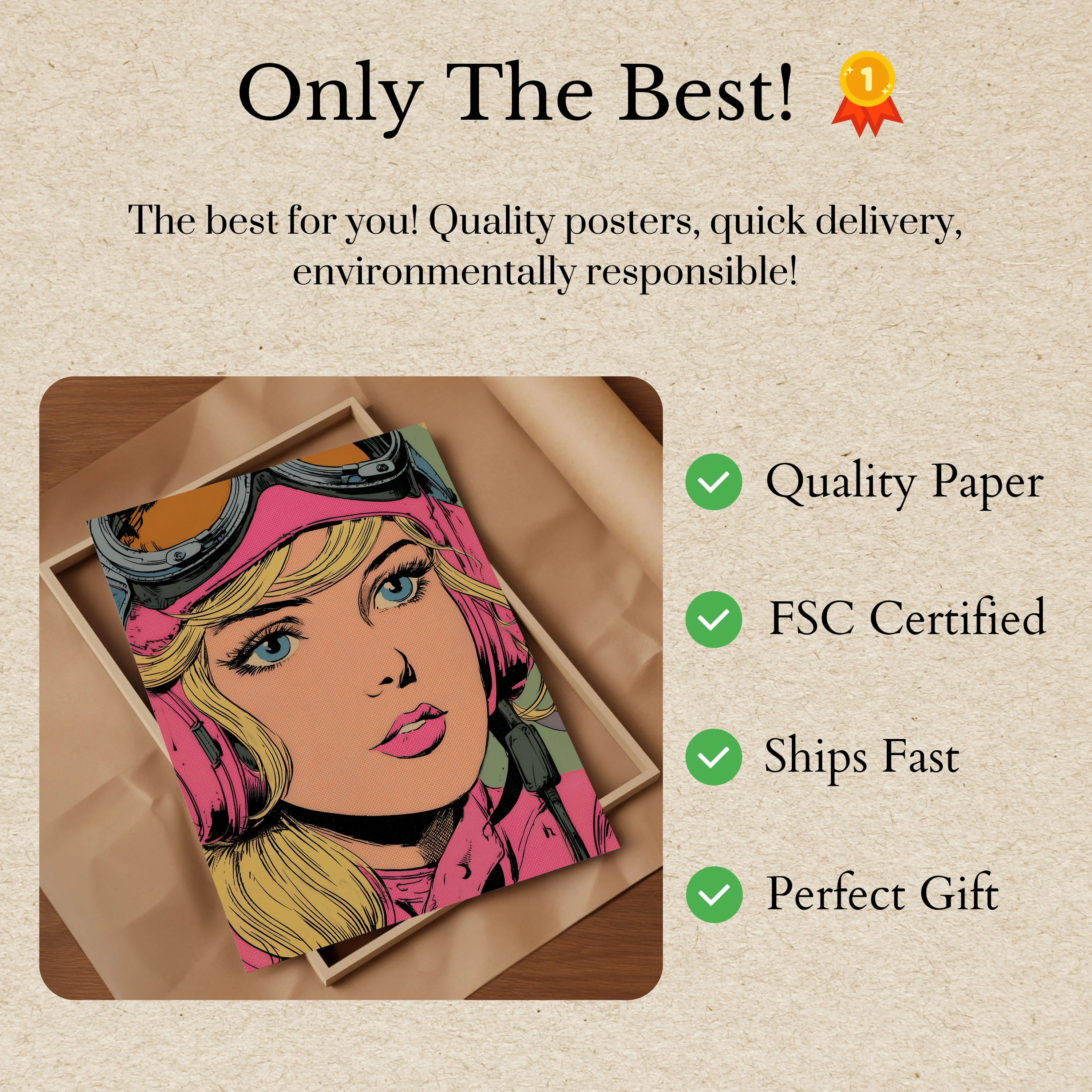 Retro Pilot Girl Poster - Image 3