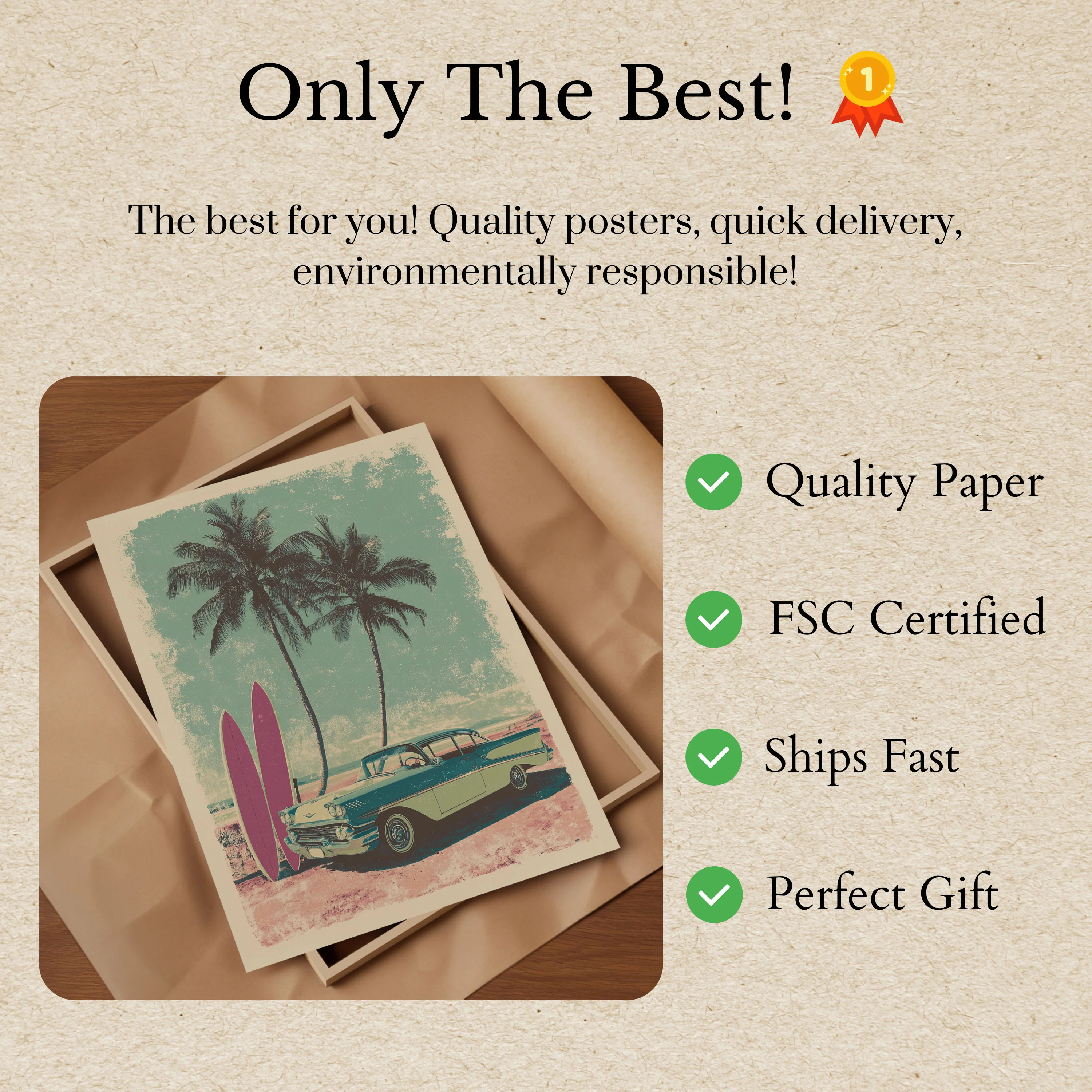 Retro Surfing Beach Paradise Poster - Image 3