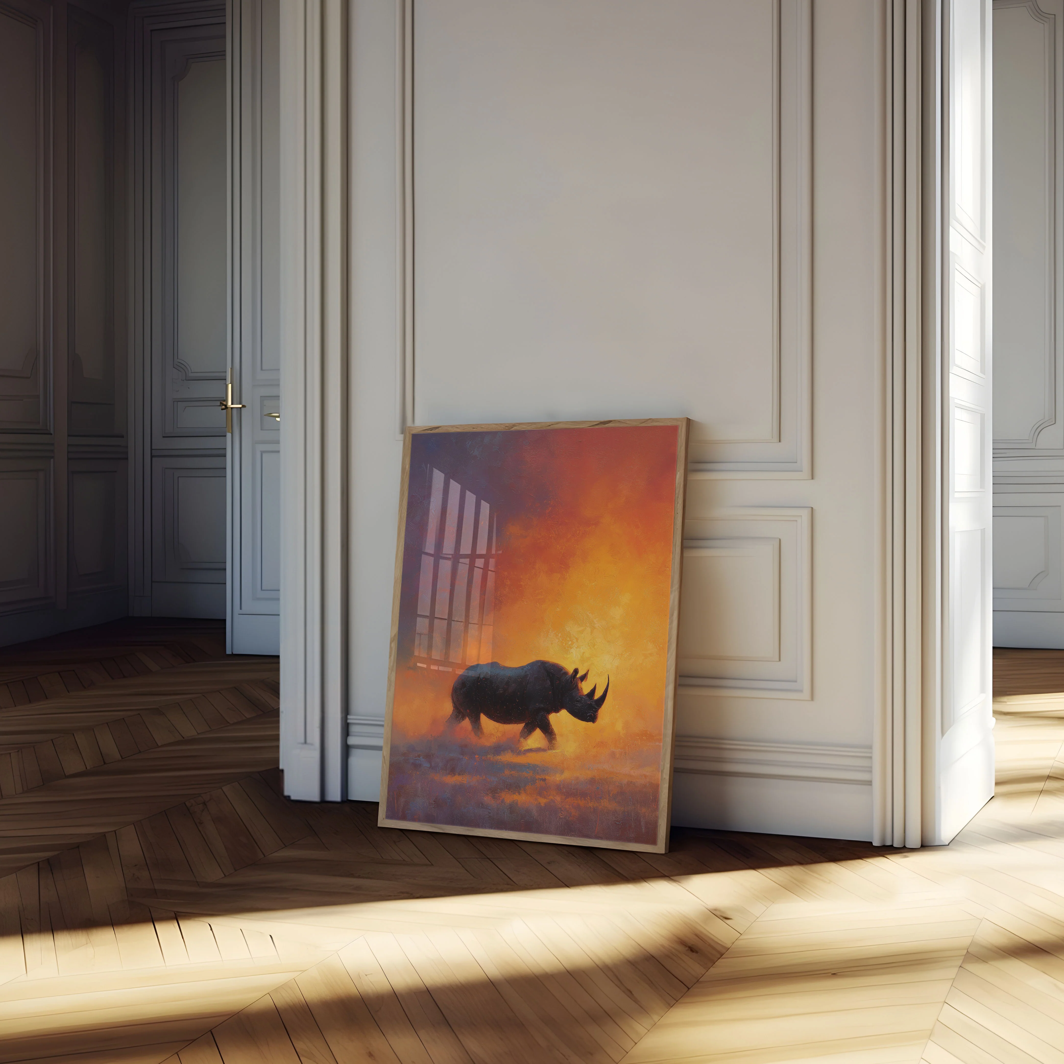 Rhino in Golden Flames Poster - Image 4