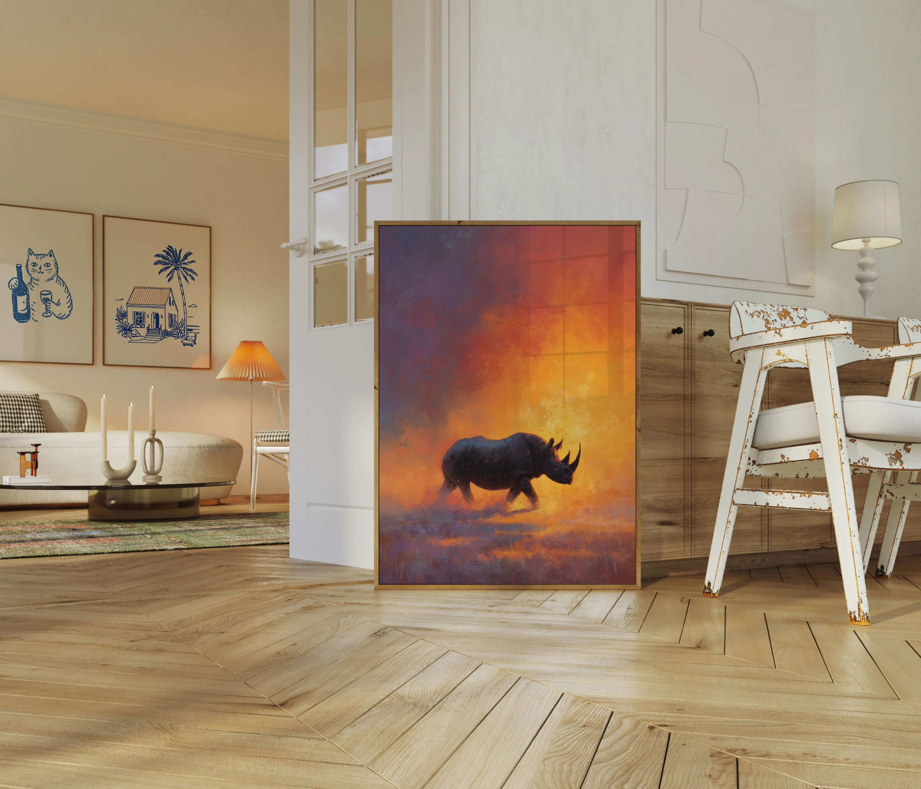 Rhino in Golden Flames Poster - Image 5