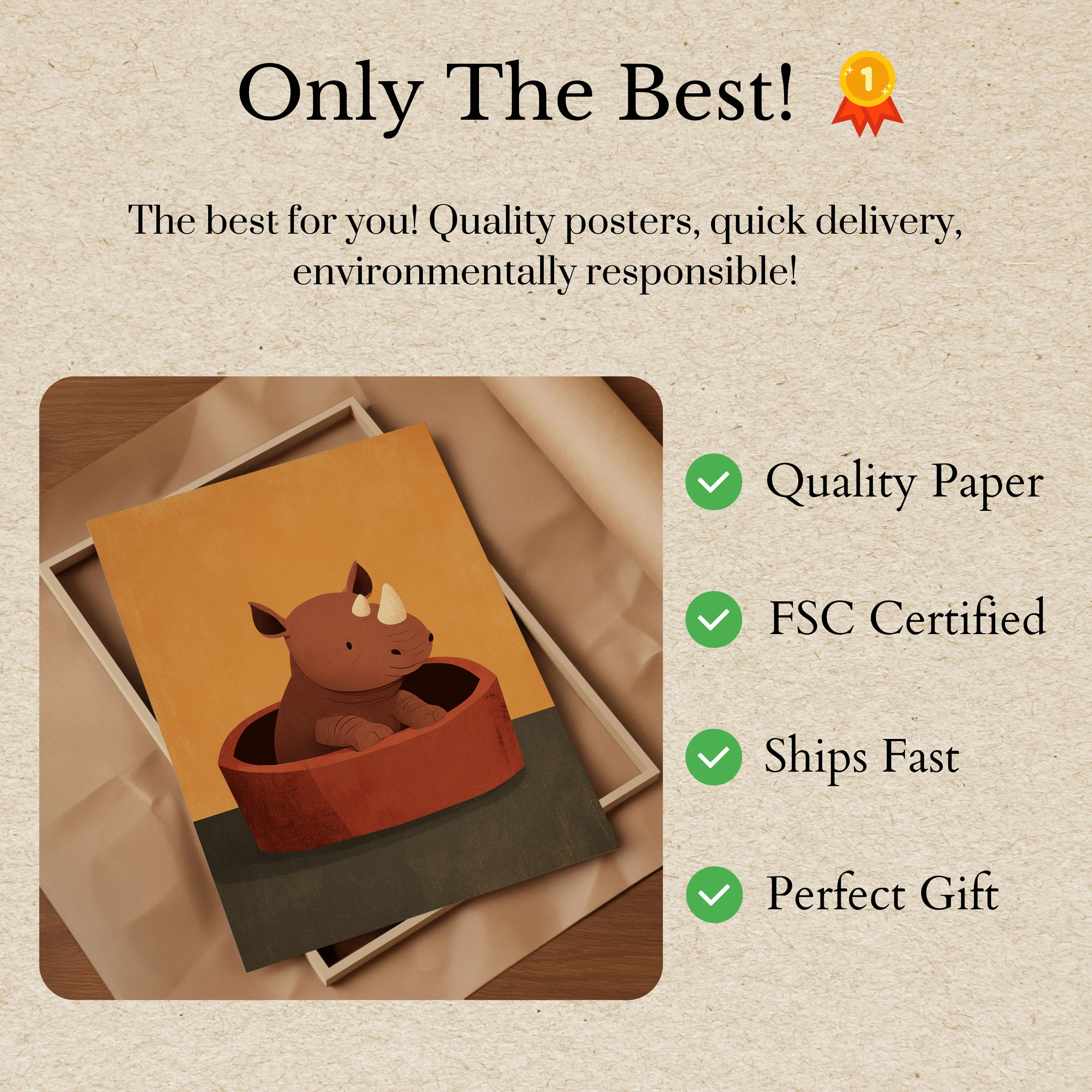 Rhino in Red Pot Poster - Image 3