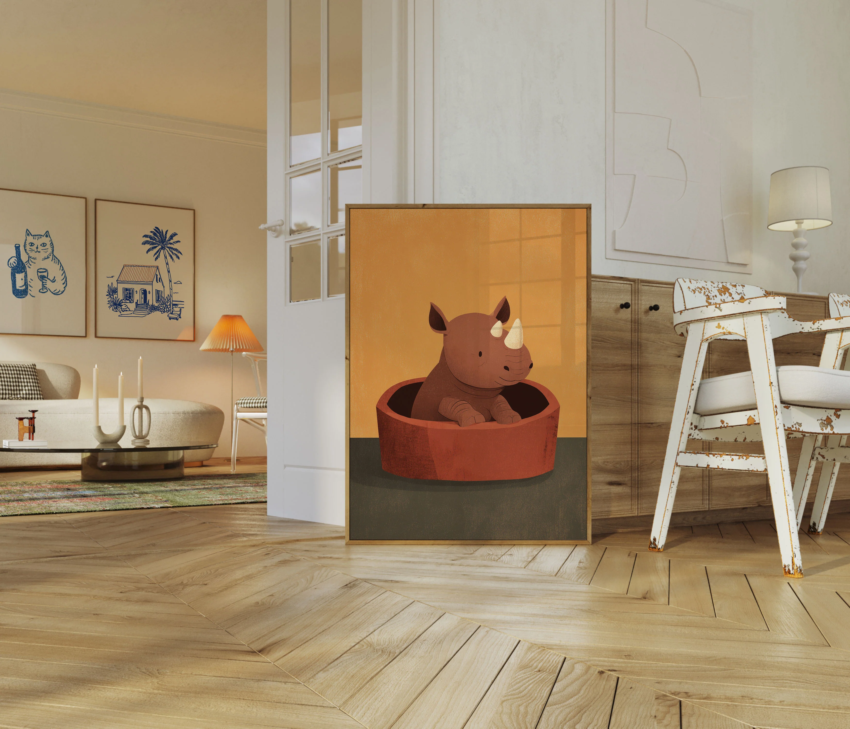 Rhino in Red Pot Poster - Image 5
