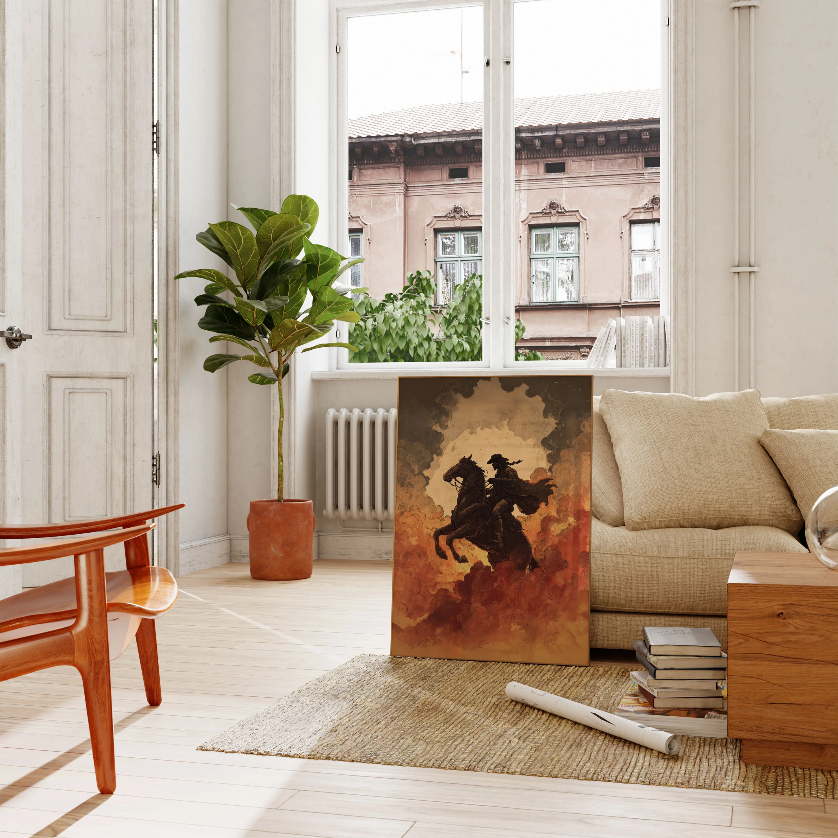Rider in Fiery Clouds Poster - Image 2