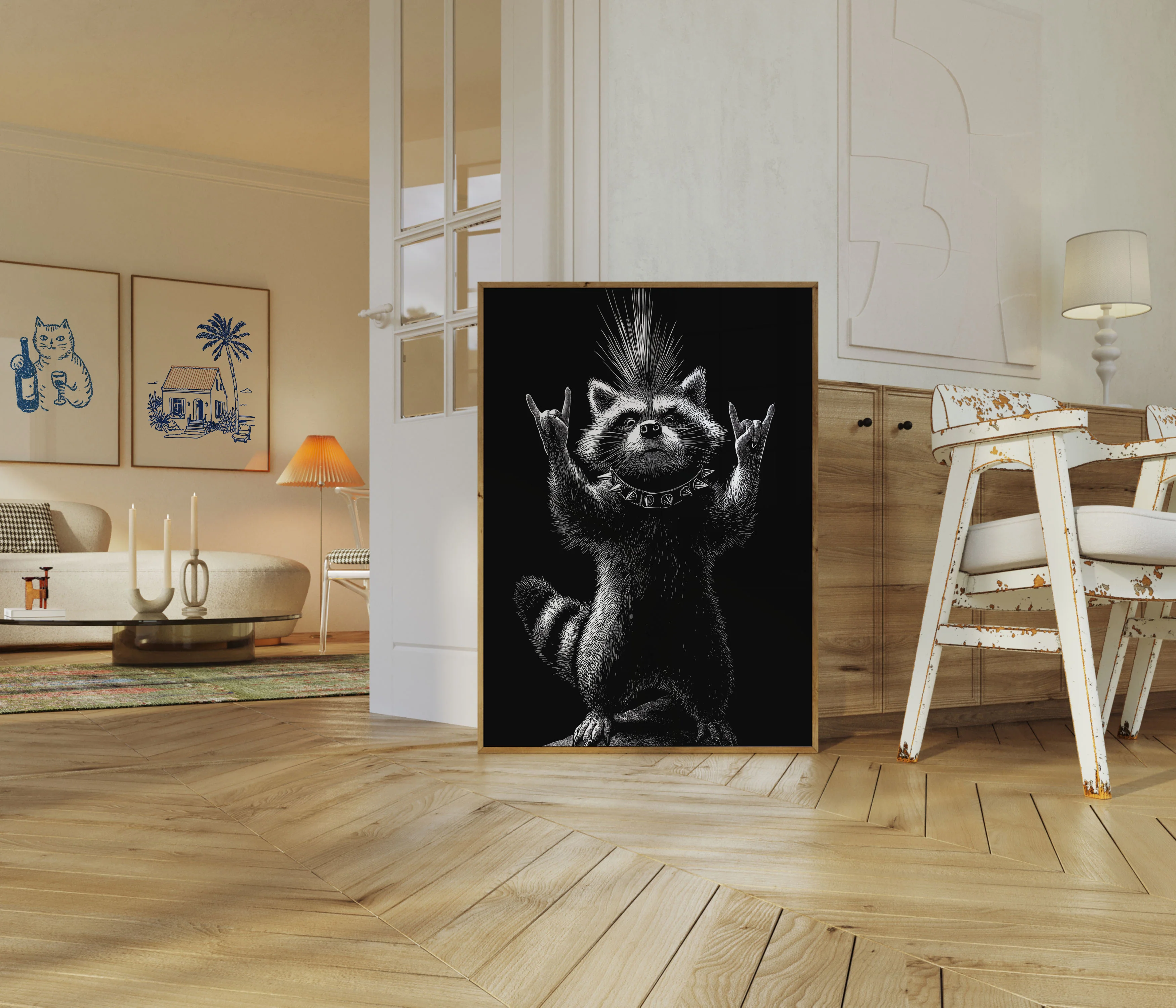Rock On Rebel Raccoon Poster - Image 5