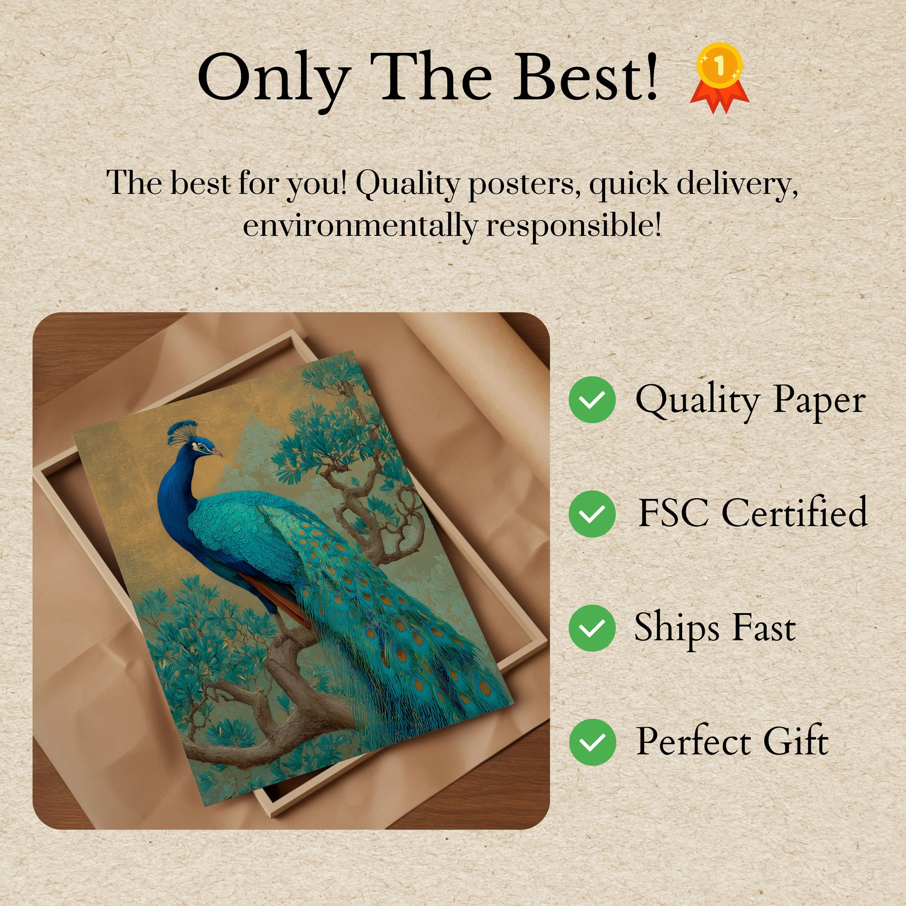 Royal Blue Peacock Elegance Poster - Image 3