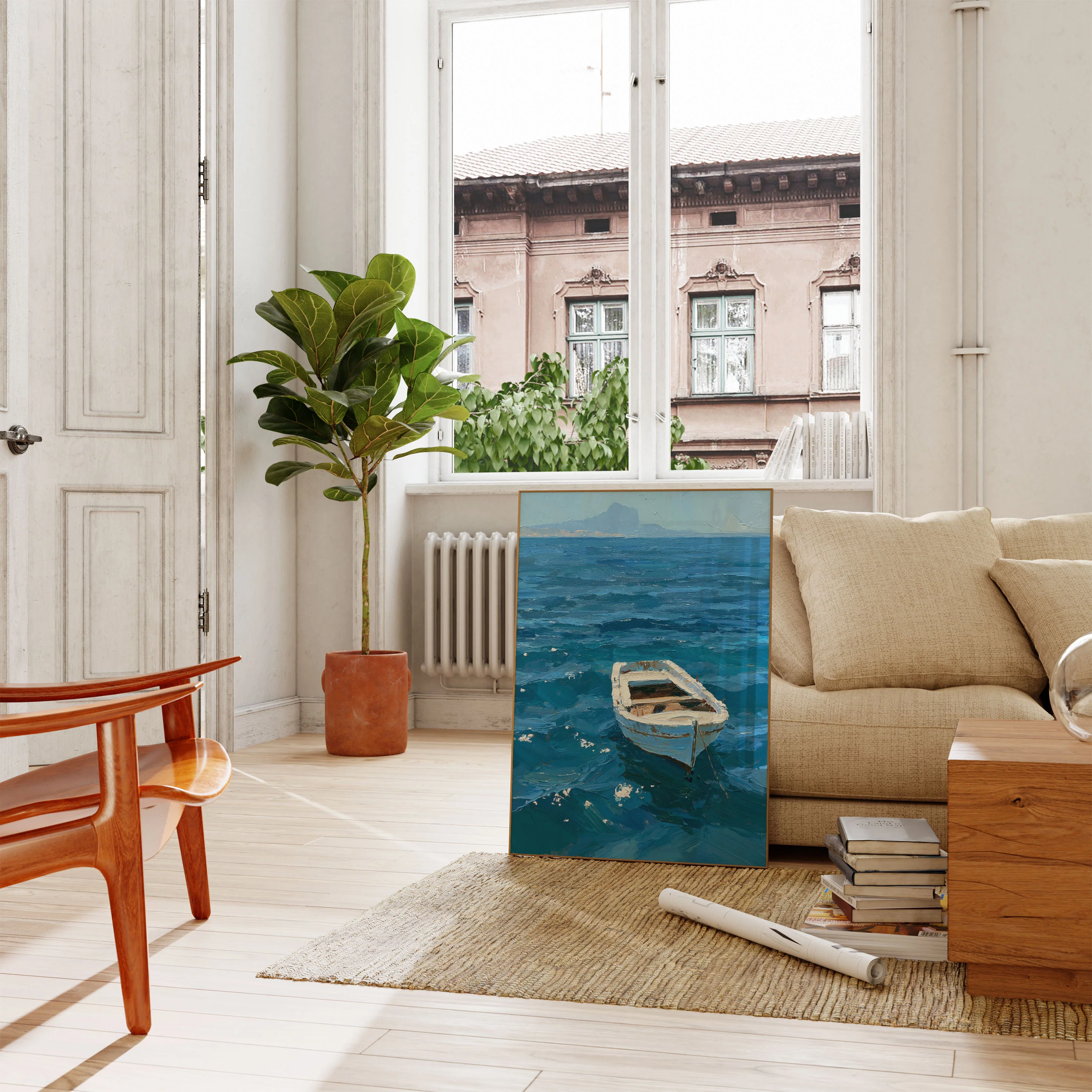 Rustic Fishing Boat Ocean Poster - Image 2