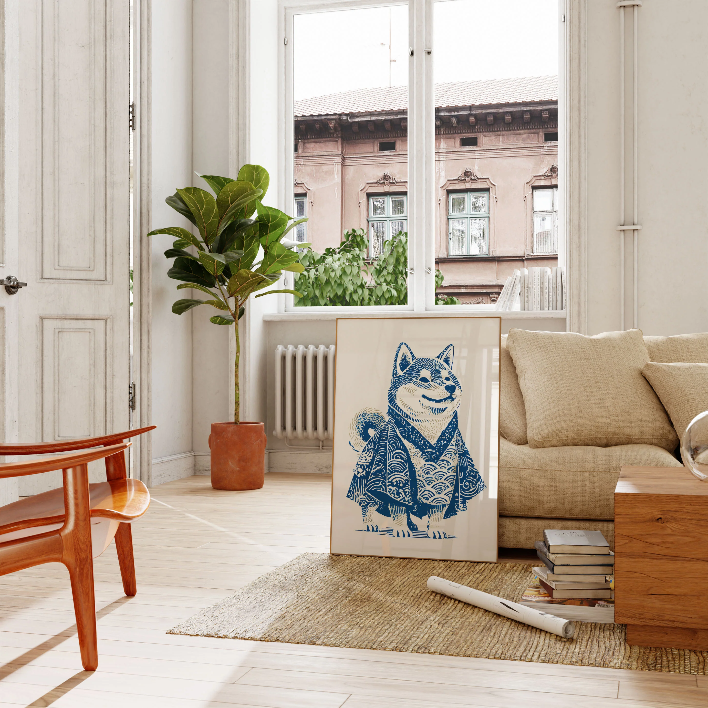 Samurai Dog in Blue Poster - Image 2
