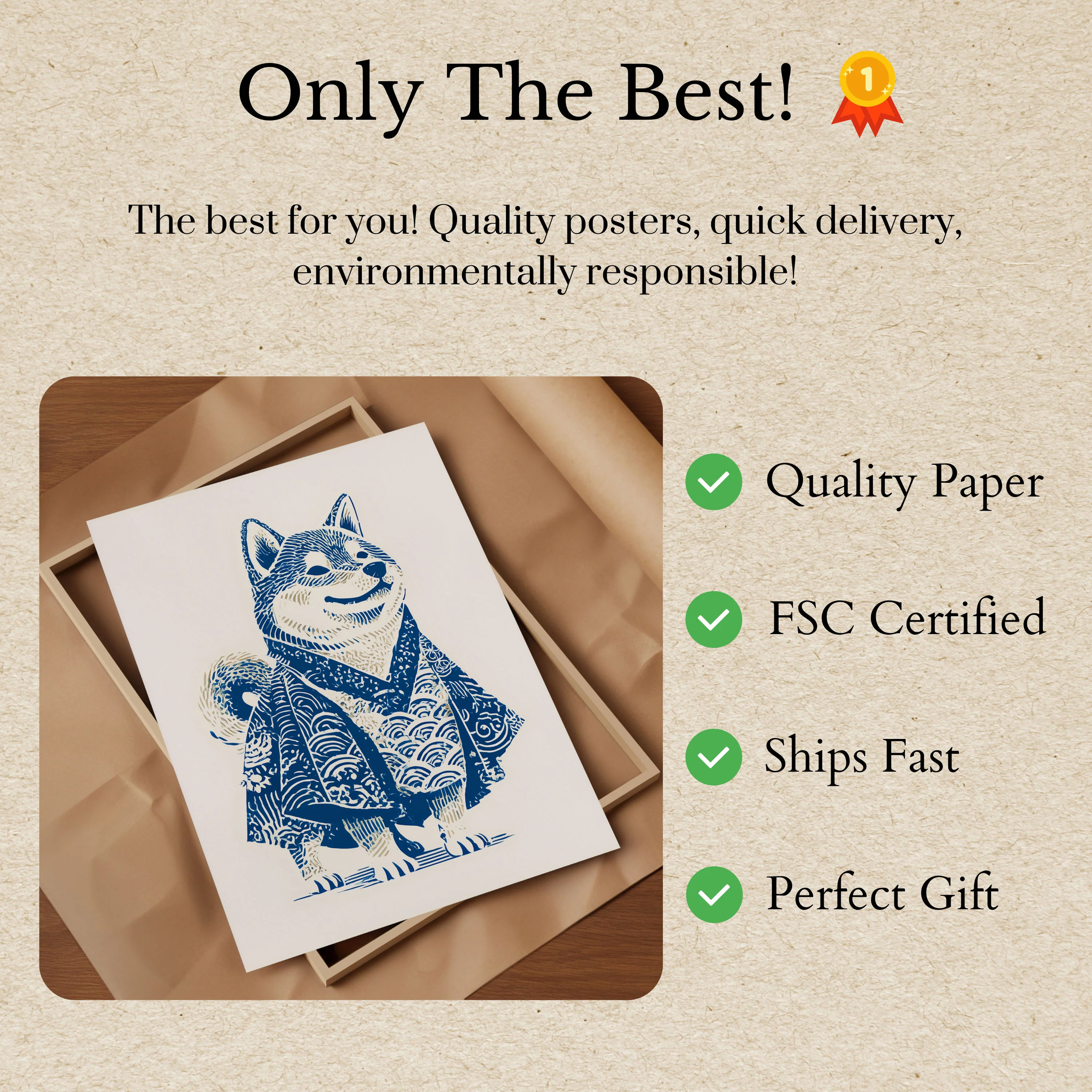 Samurai Dog in Blue Poster - Image 3