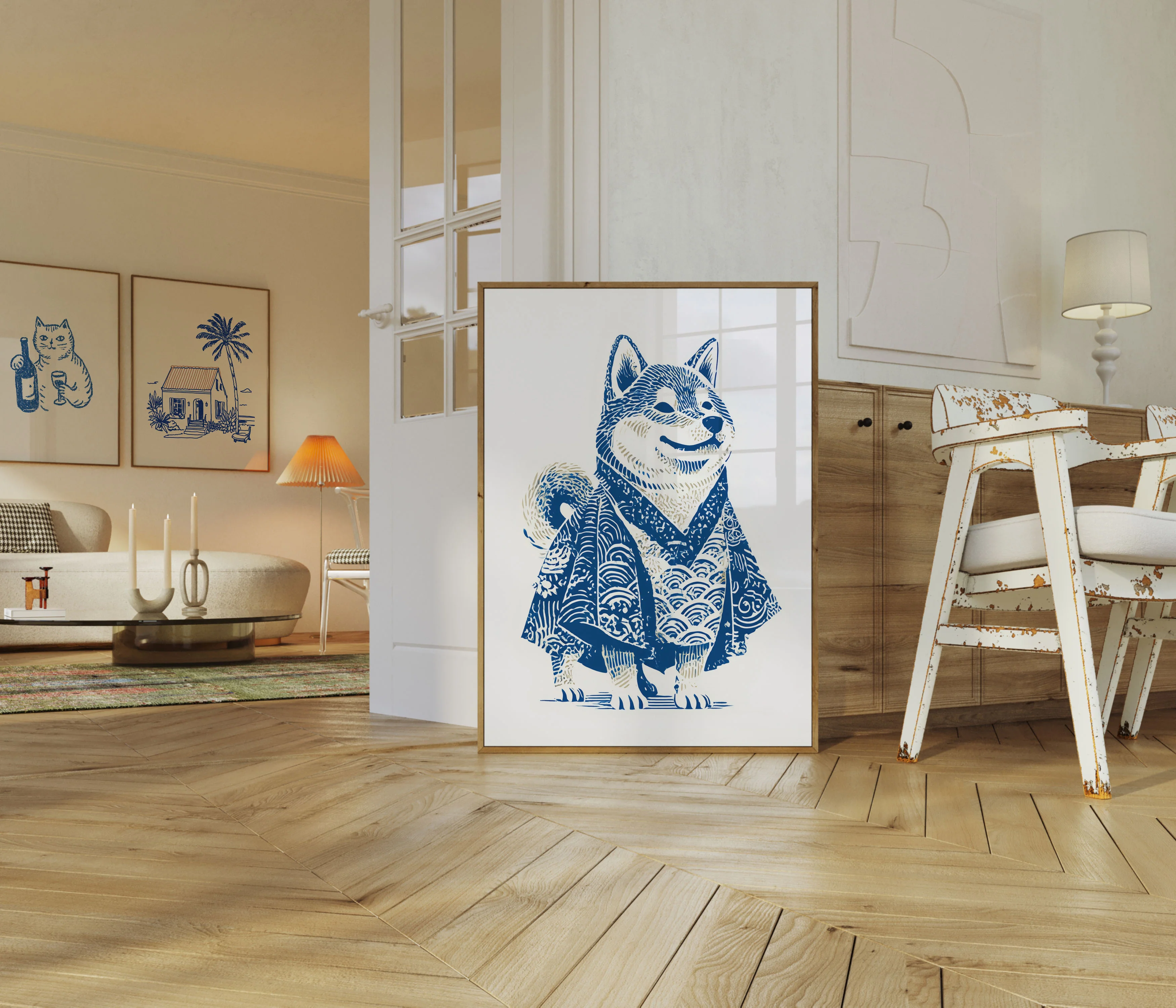 Samurai Dog in Blue Poster - Image 5