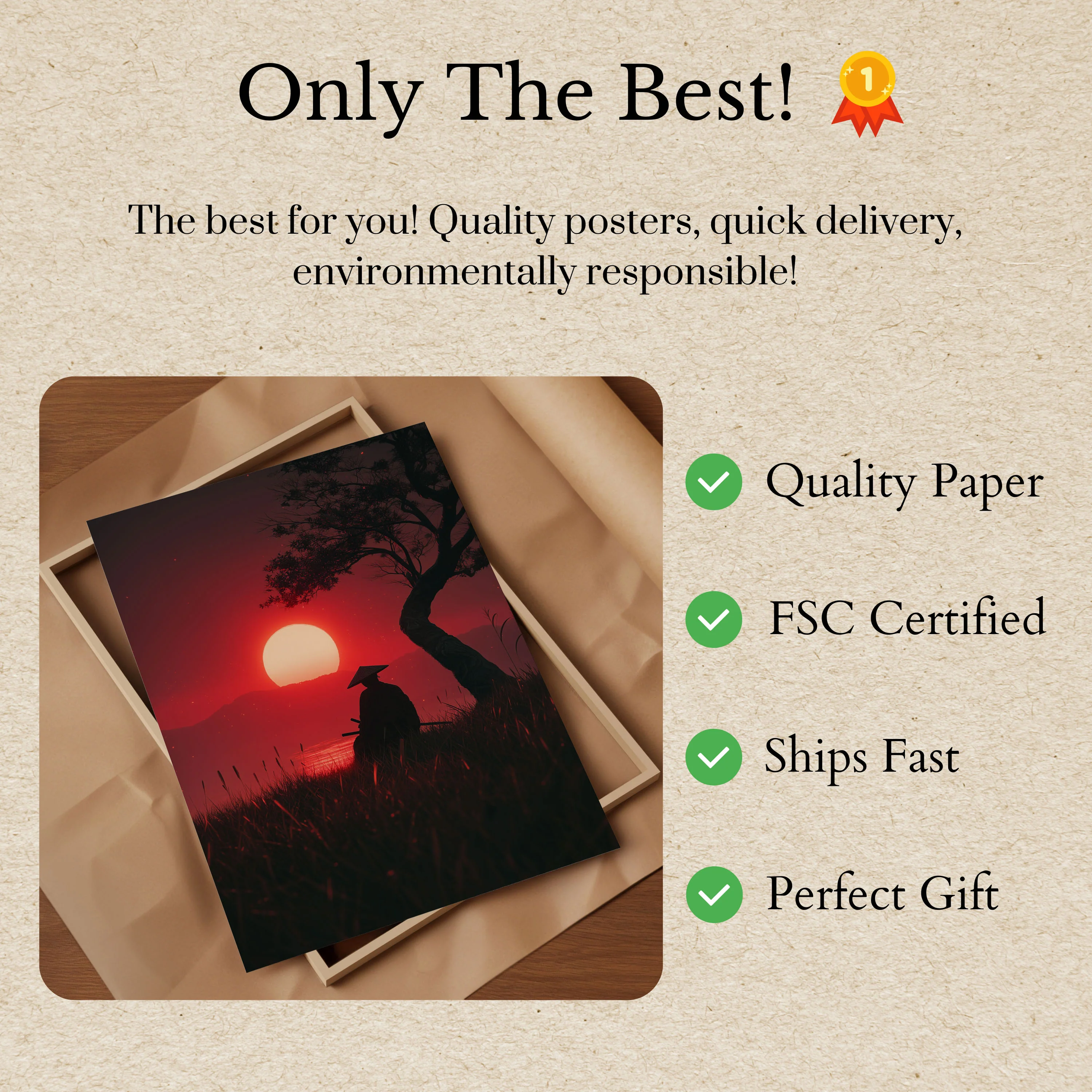 Samurai Sunset by the Water Poster - Image 3