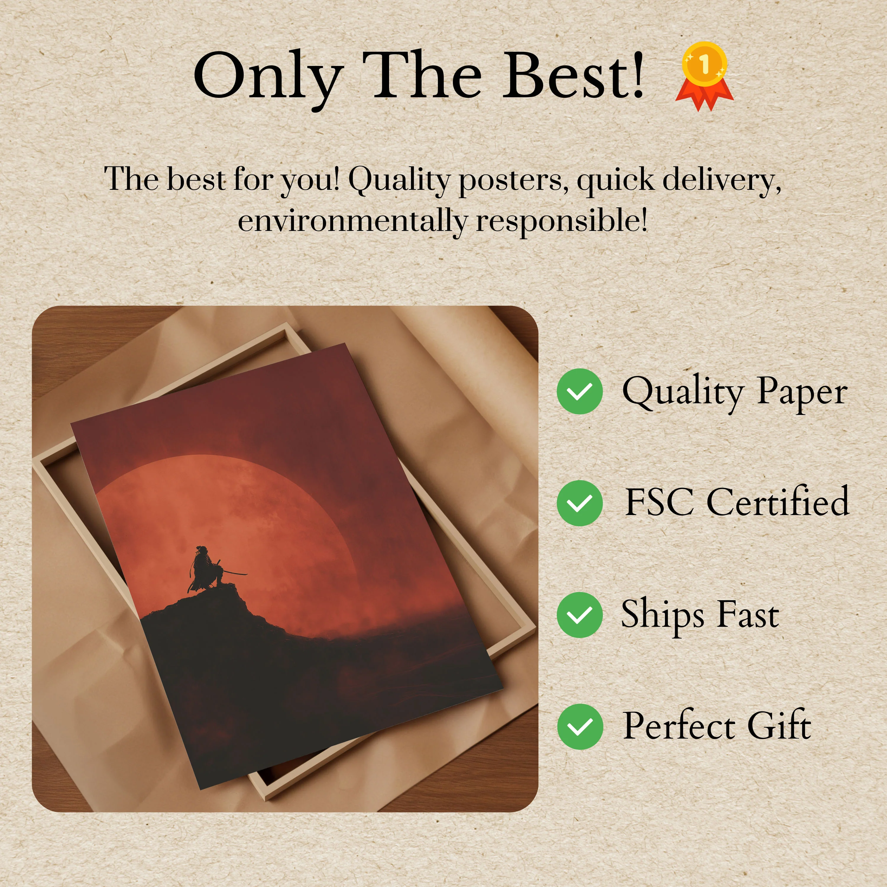 Samurai Sunset Silhouette Poster - Image 3