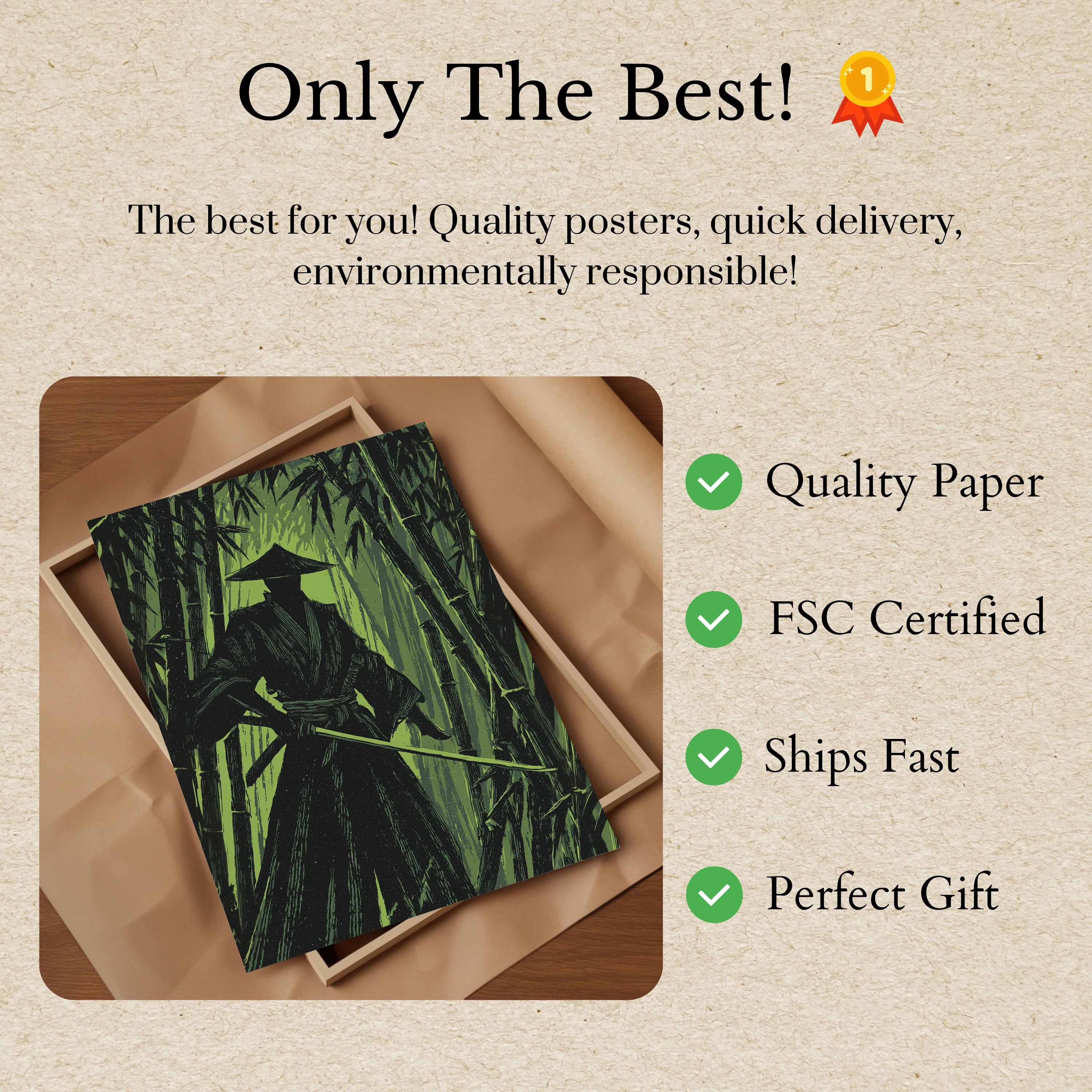 Samurai Warrior in Bamboo Forest Poster - Image 3