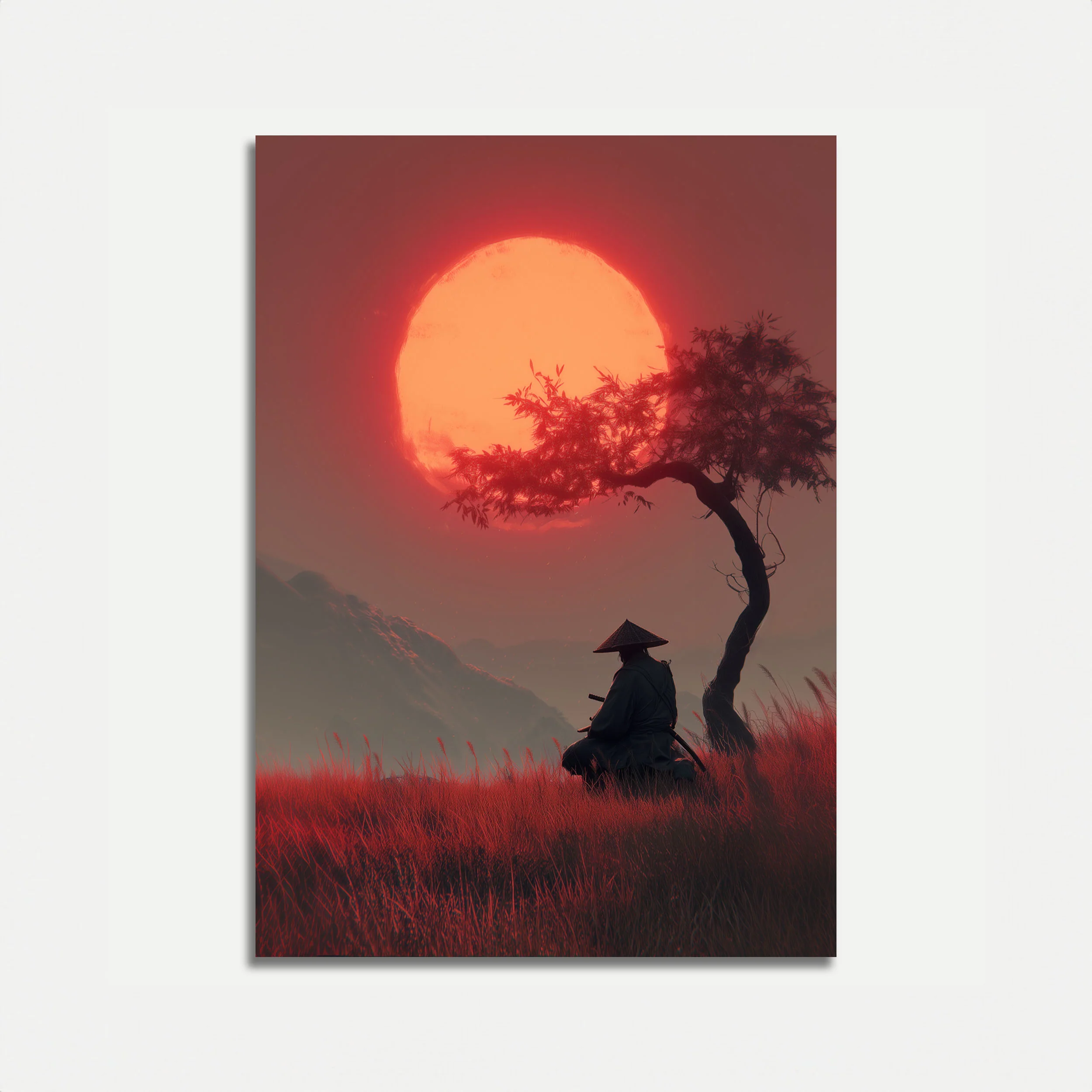 Samurai Warrior Sunset Poster