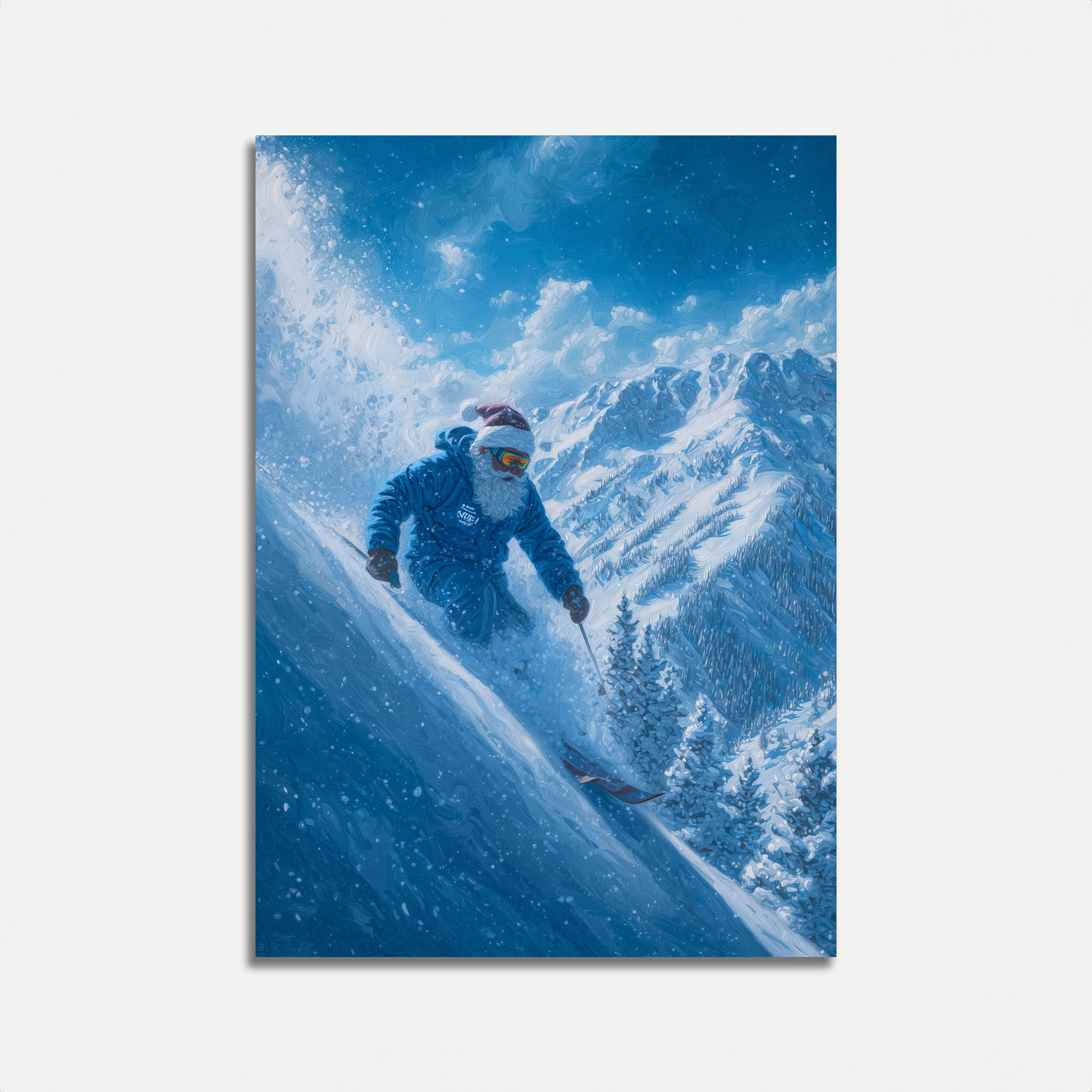 Santa Shredding Mountain Powder Poster