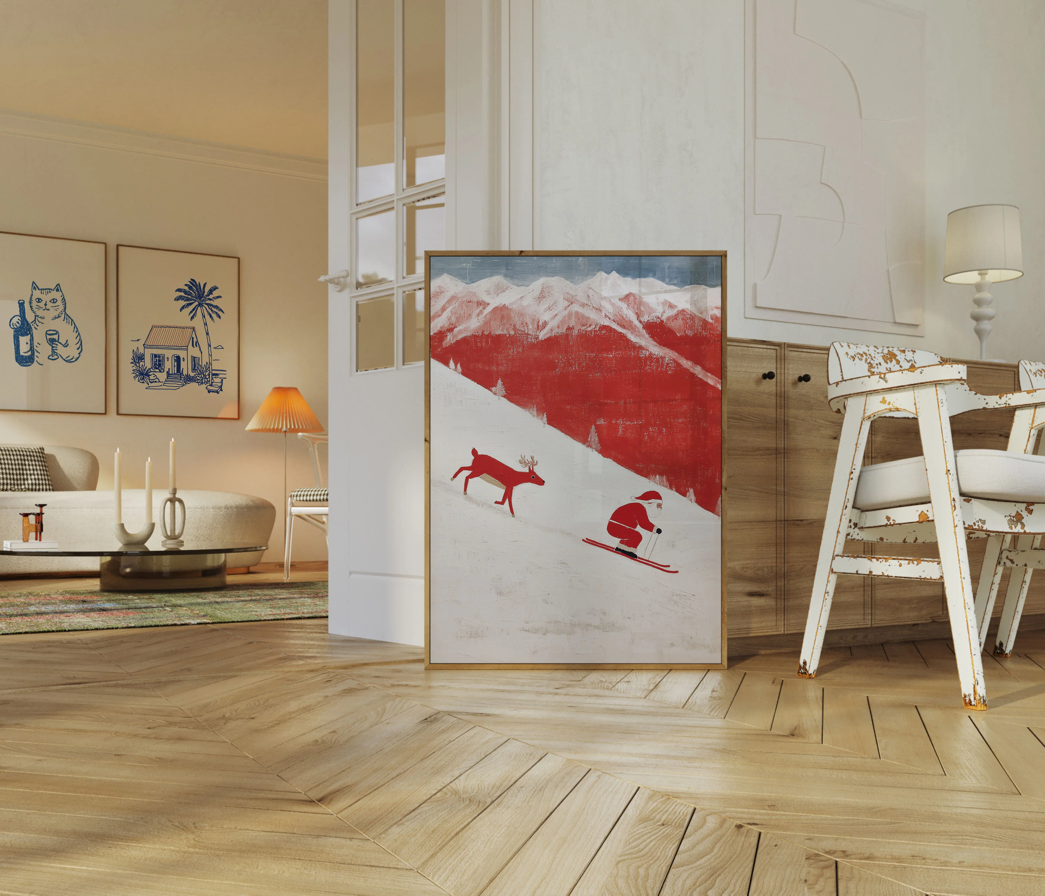 Santa Skiing Mountain Adventure Poster - Image 5