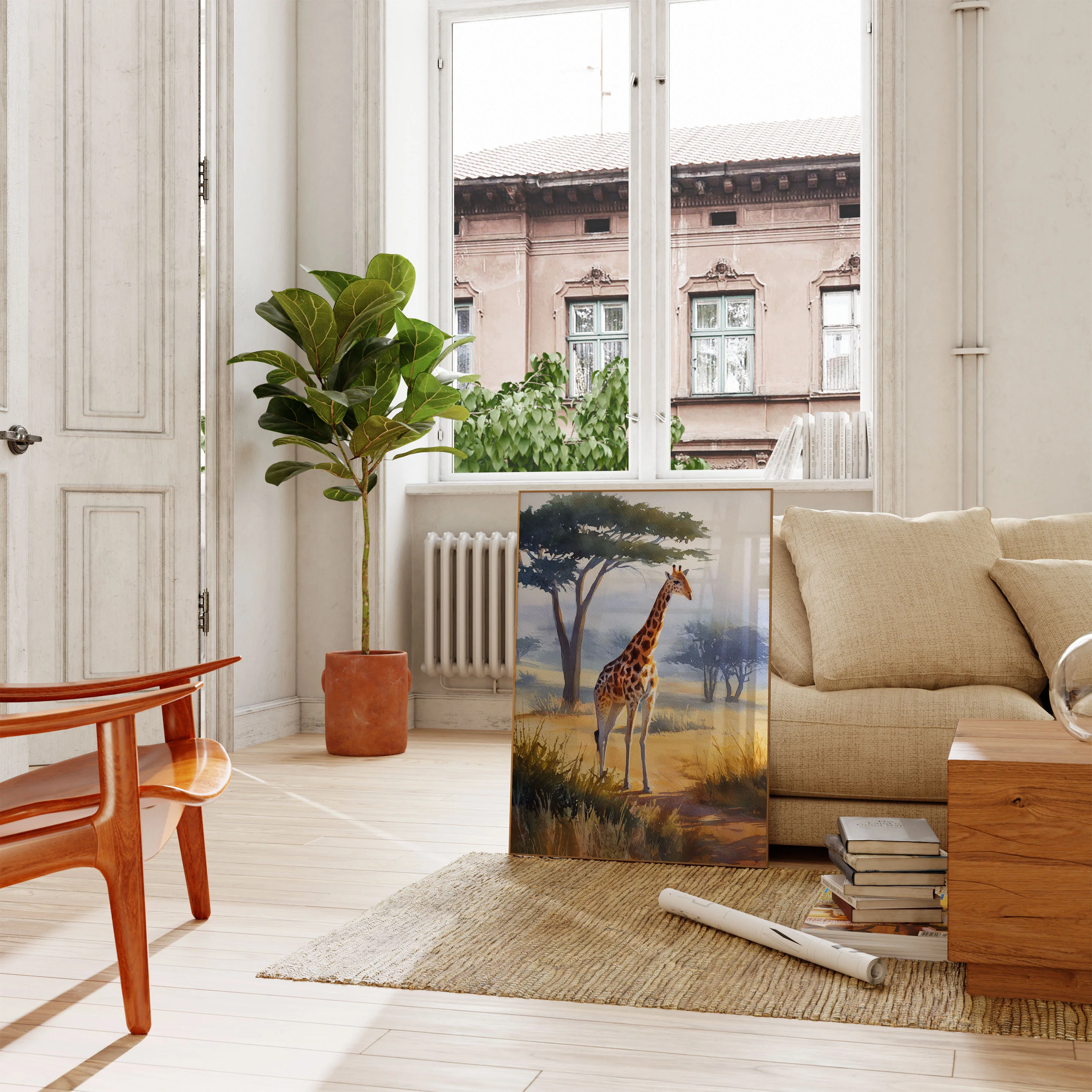 Savanna Solitude Giraffe Poster - Image 2