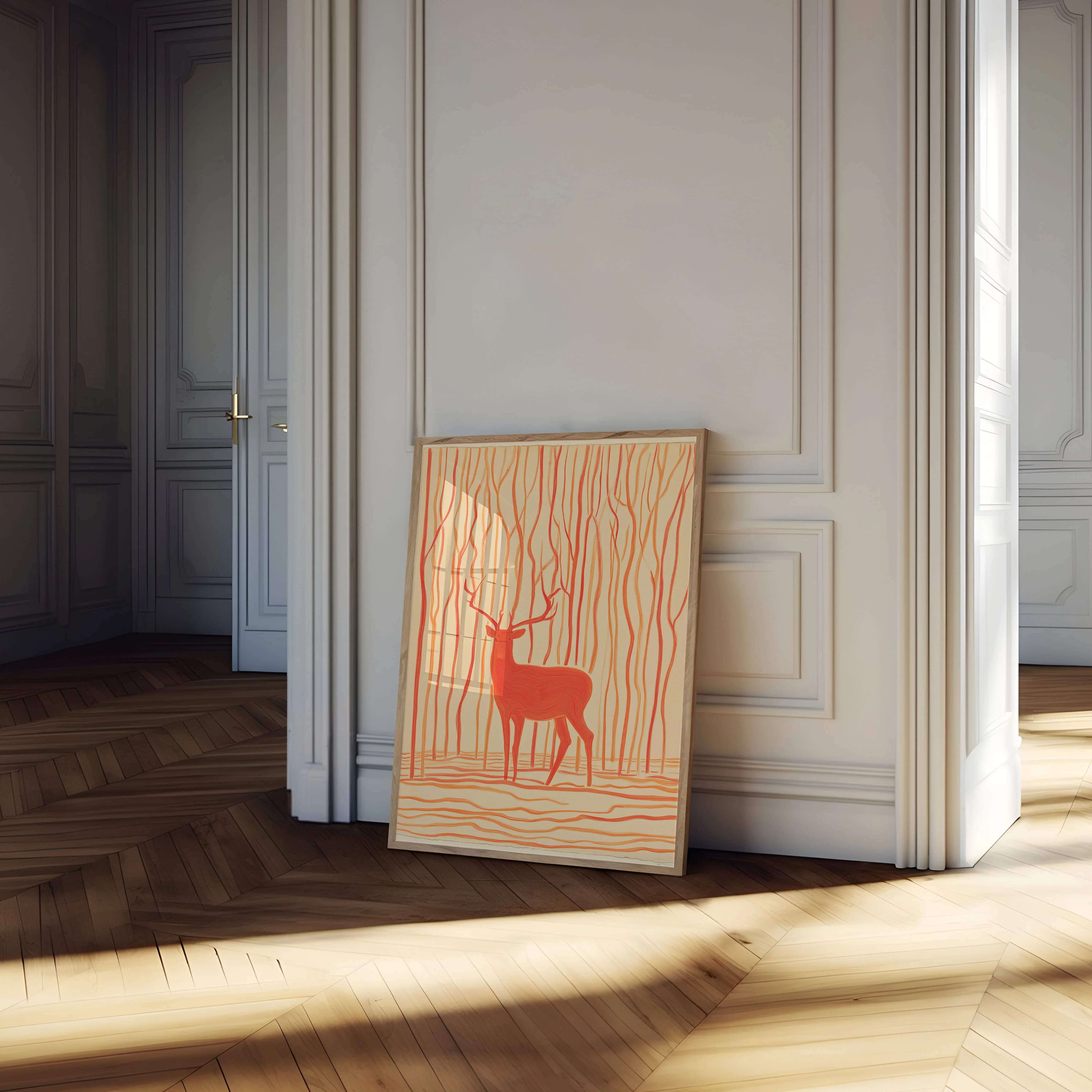 Scarlet Deer in Forest Poster - Image 4