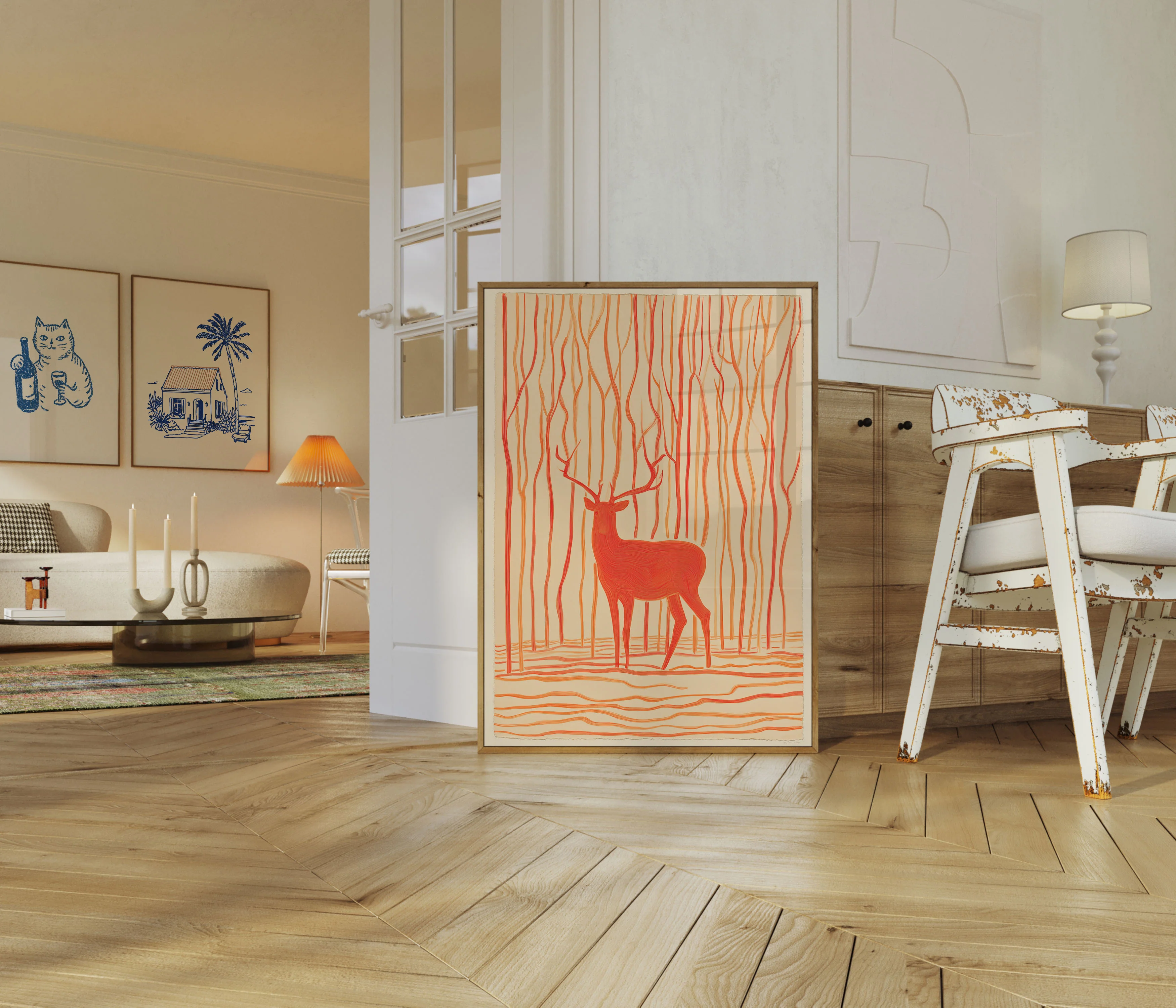 Scarlet Deer in Forest Poster - Image 5