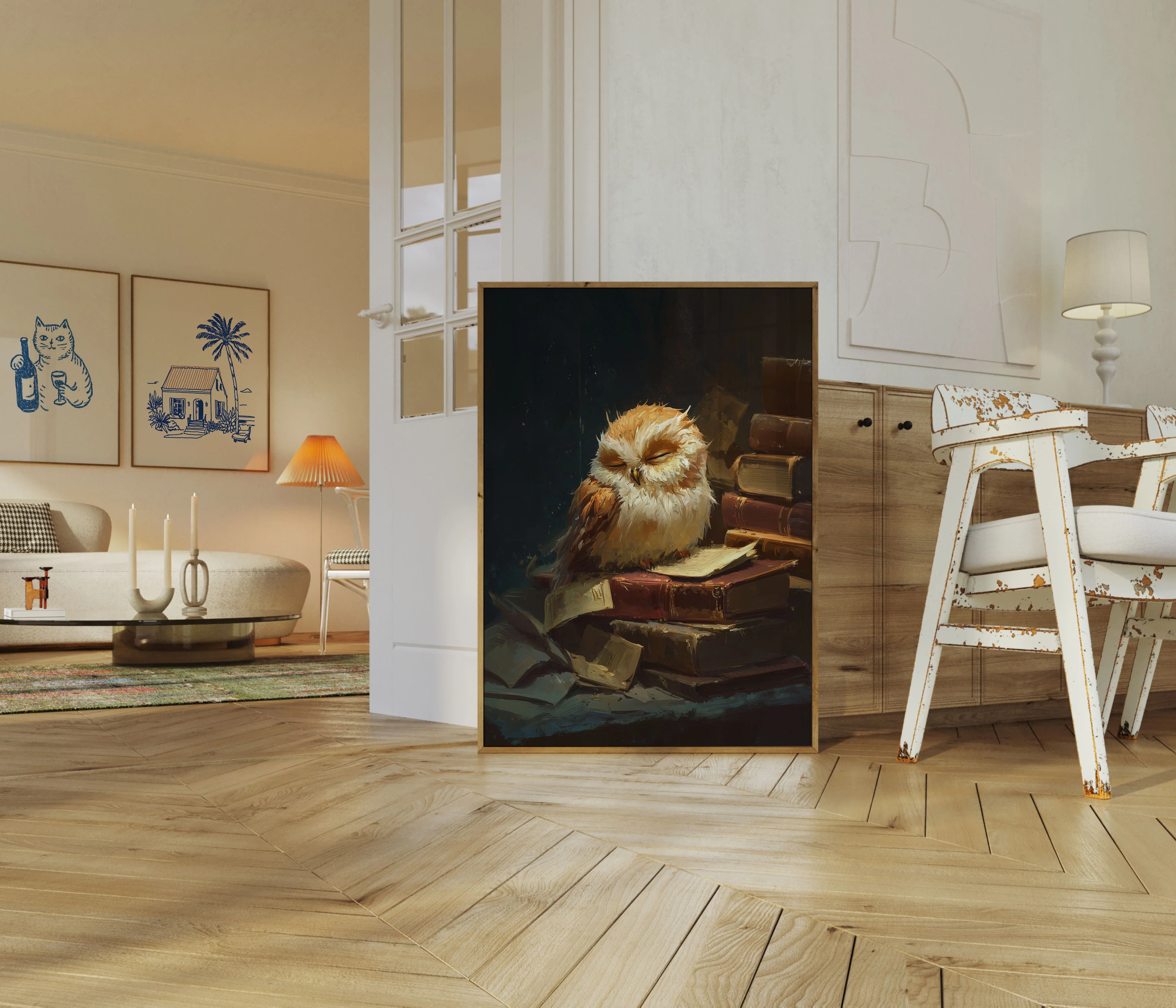 Scholarly Owl Among Books Poster - Image 5