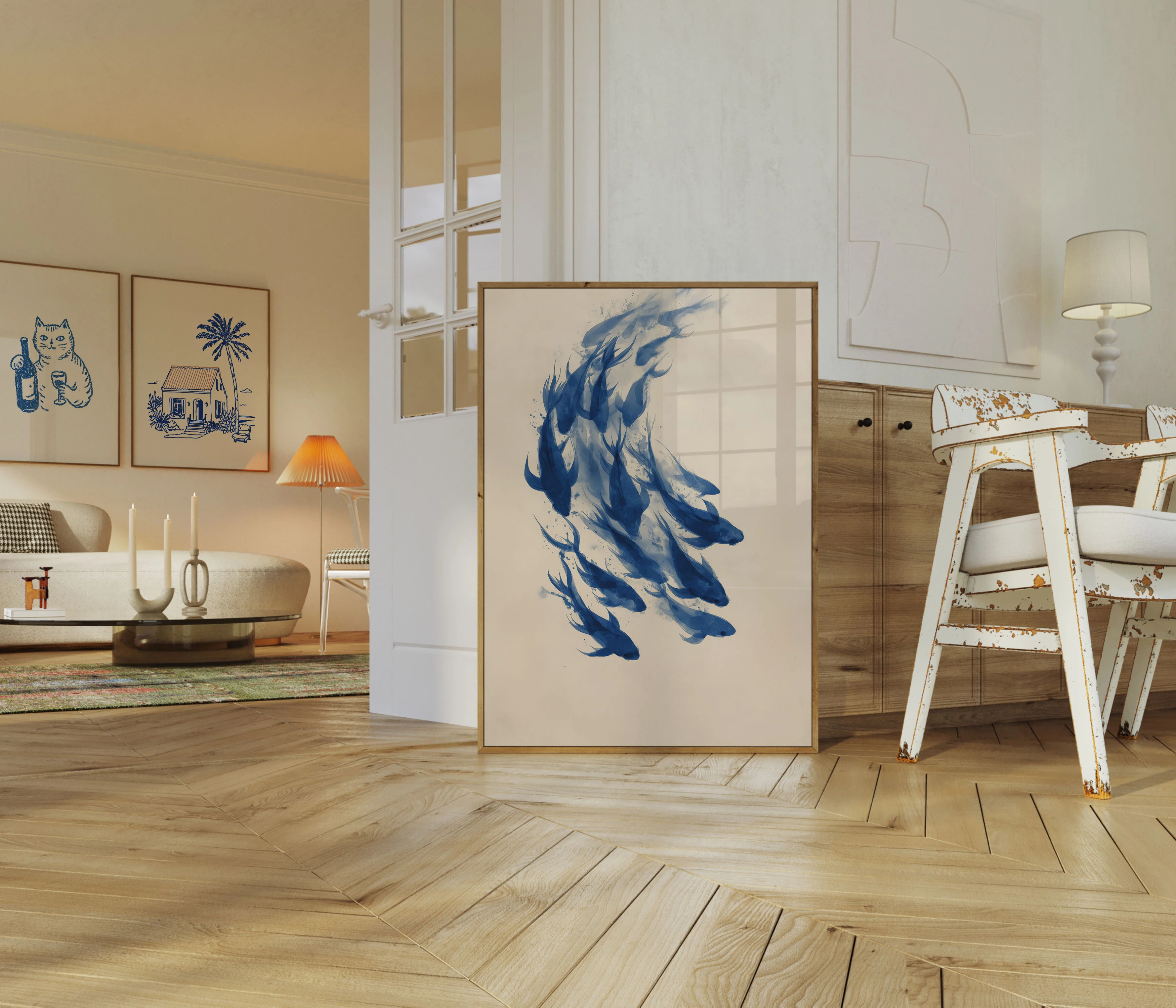 School of Blue Fish Poster - Image 5