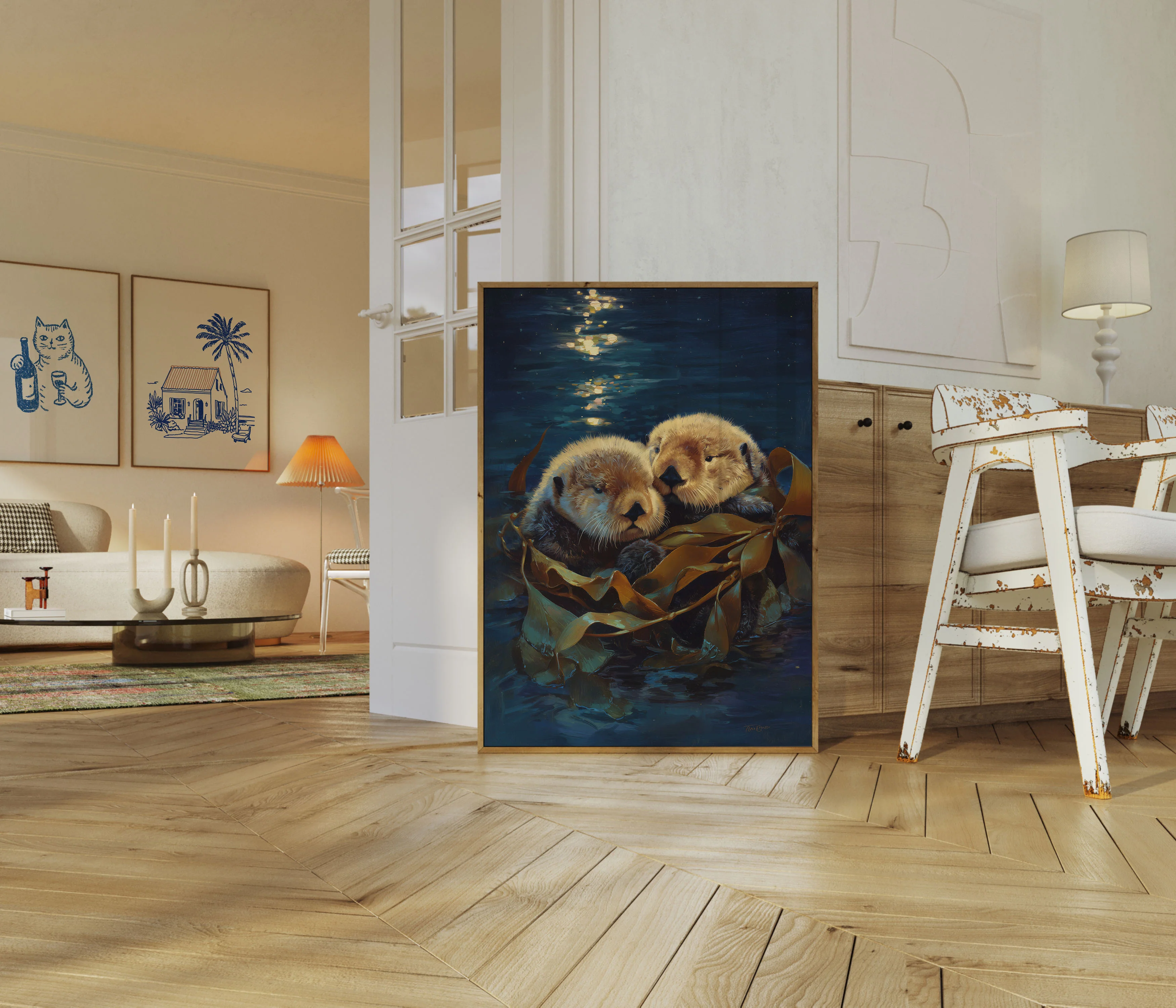 Sea Otters Holding Hands Poster - Image 5