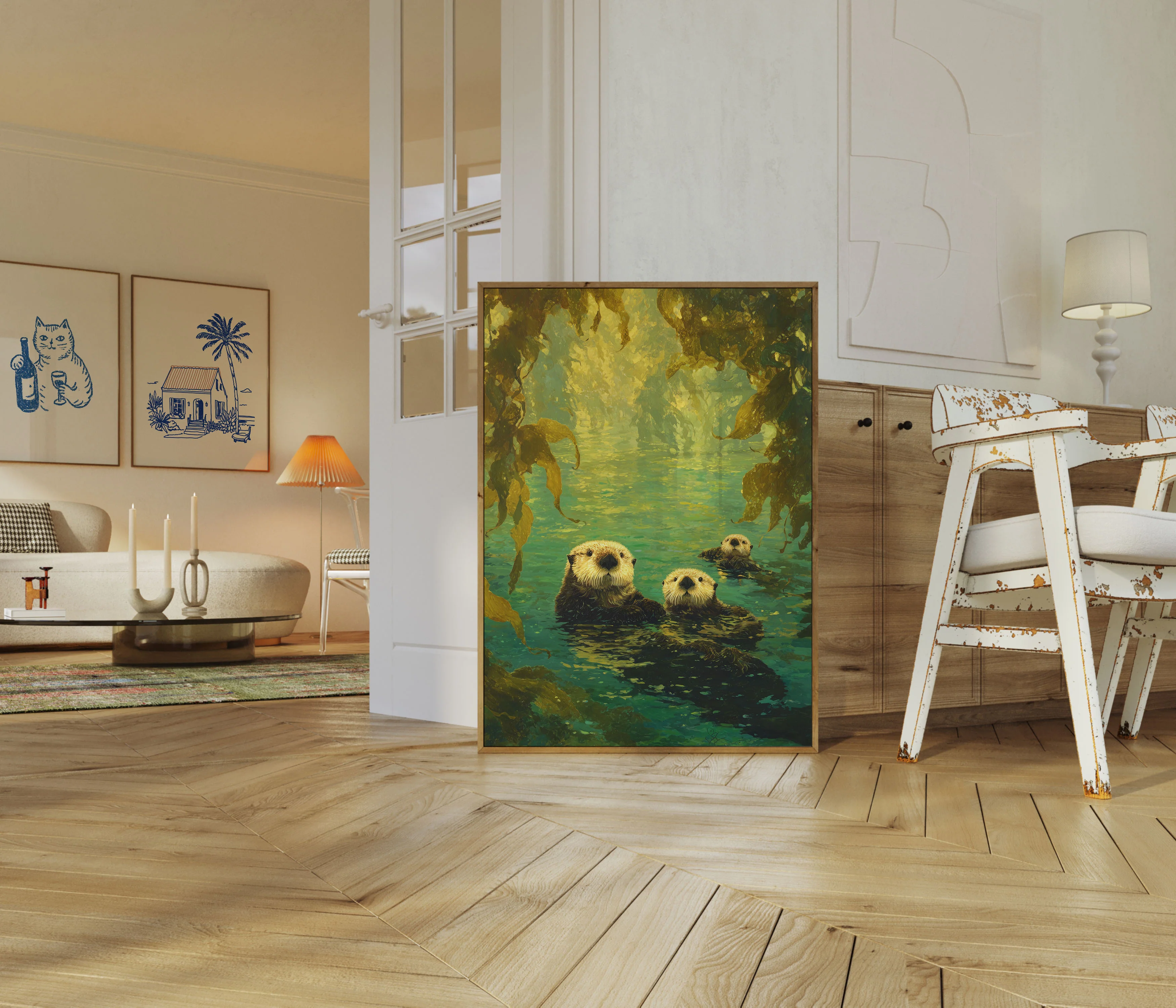 Sea Otters in Kelp Forest Poster - Image 5
