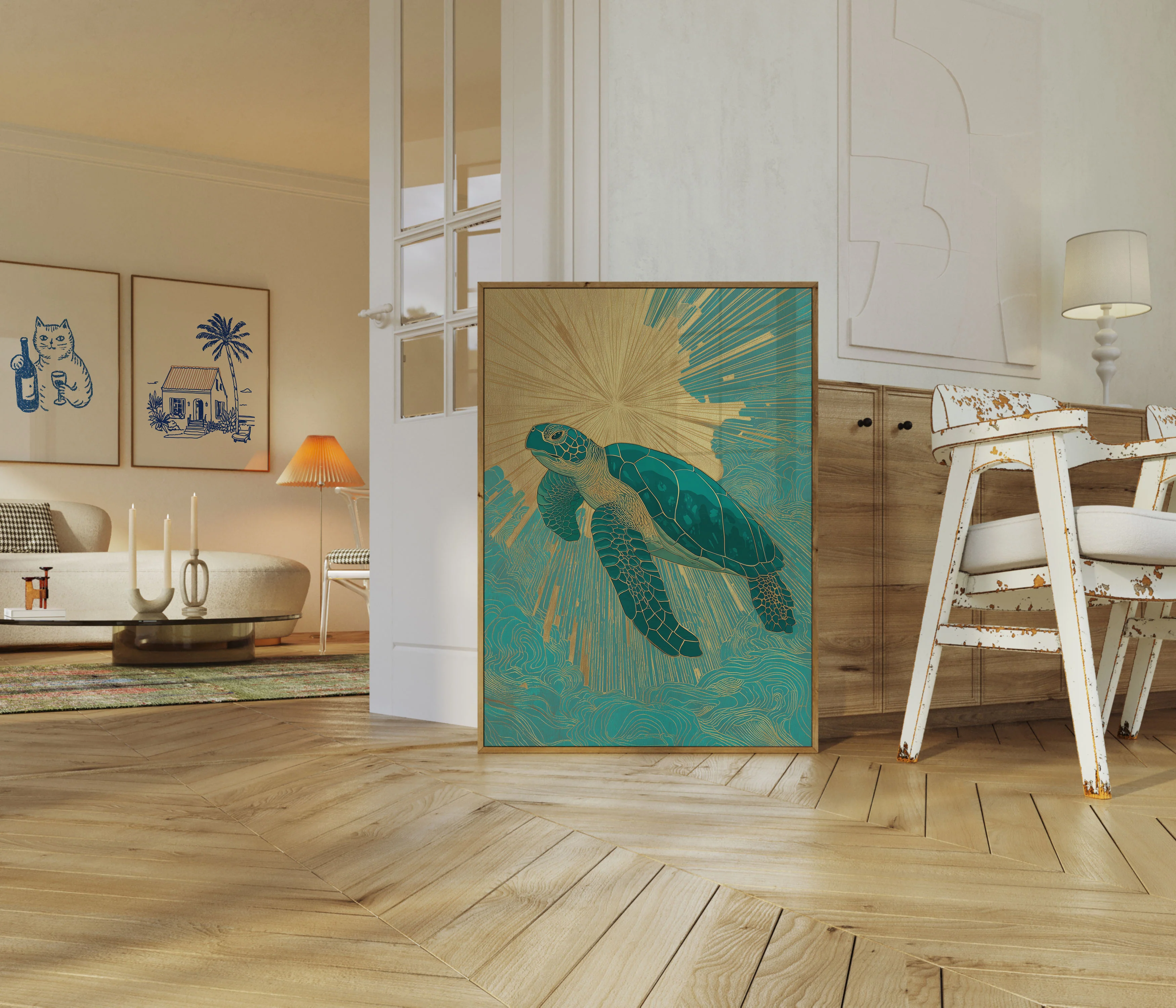 Sea Turtle Rising Sun Poster - Image 5
