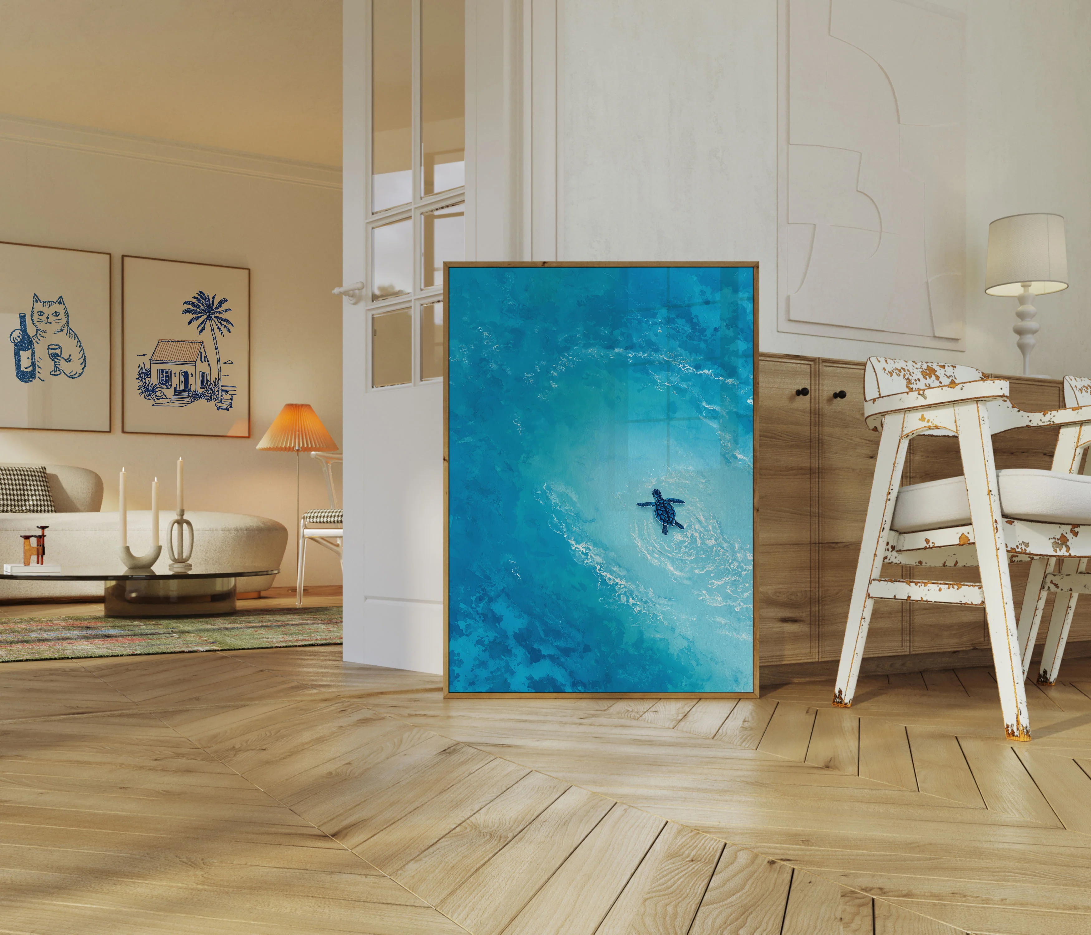 Sea Turtle Swimming in Ocean Poster - Image 5
