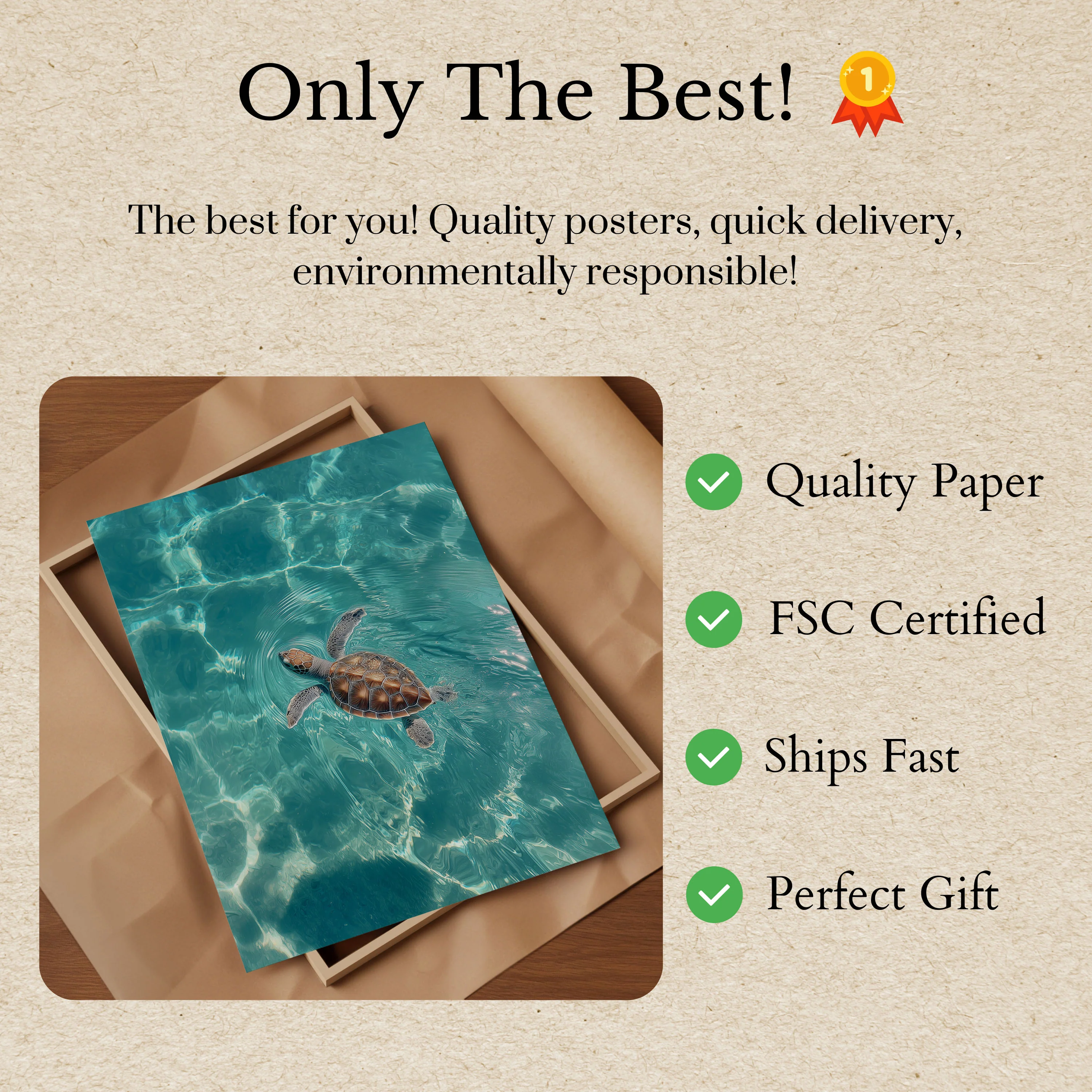 Sea Turtle Swimming Poster - Image 3