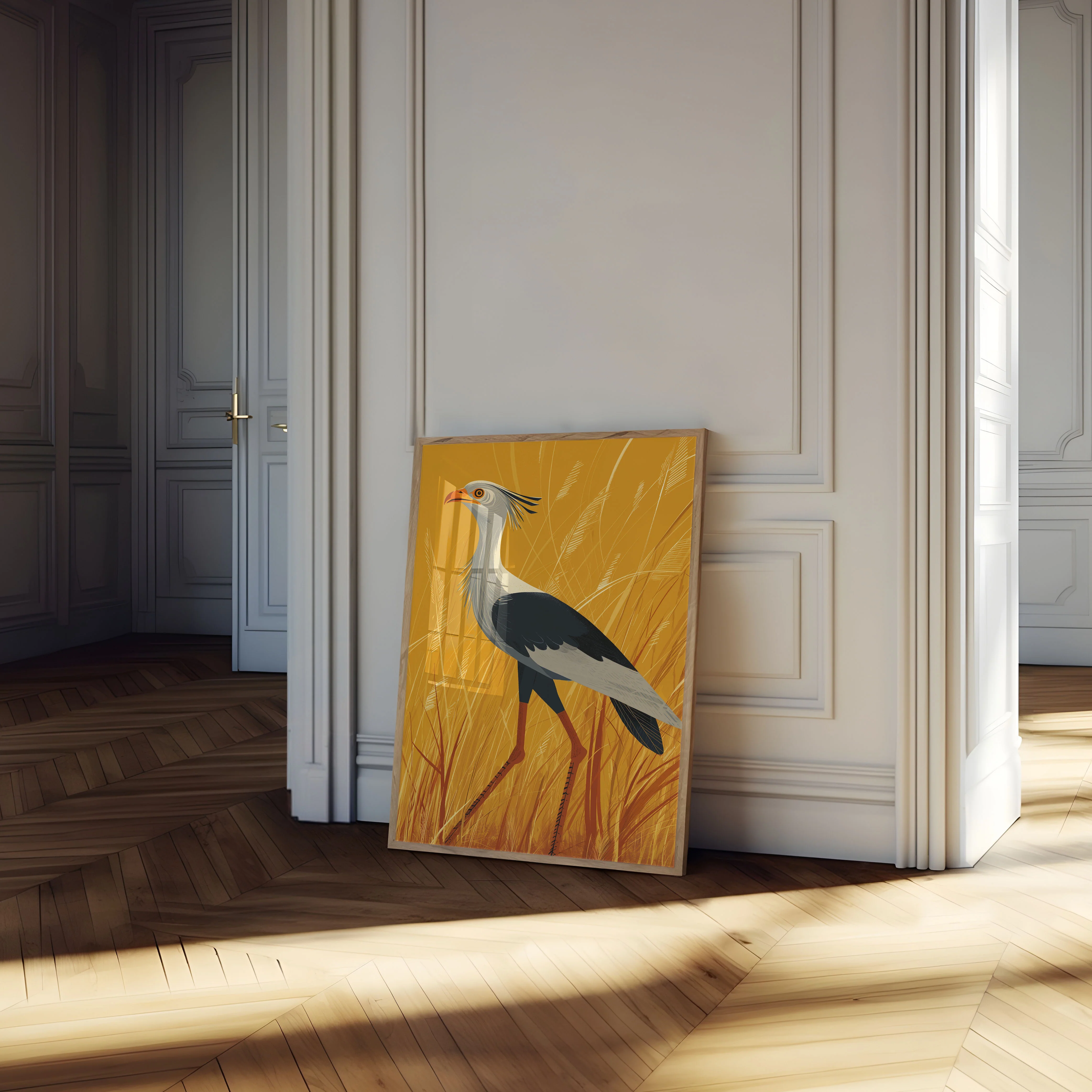Secretary Bird in Golden Grassland Poster - Image 4