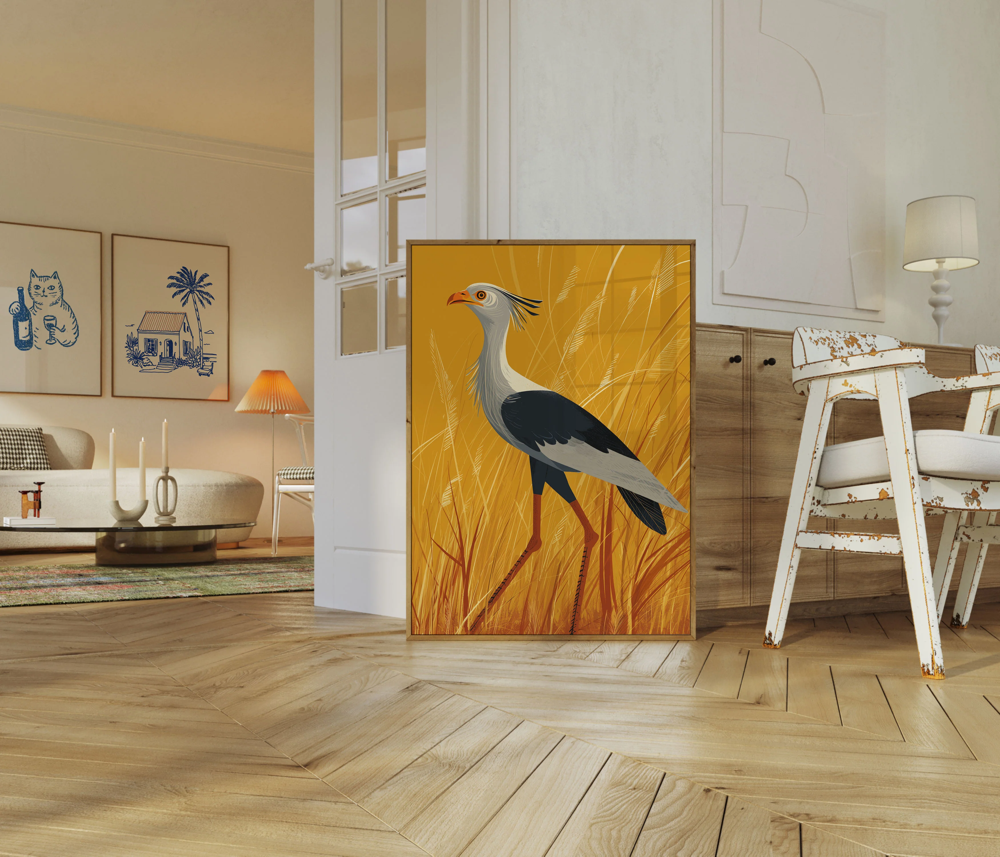 Secretary Bird in Golden Grassland Poster - Image 5