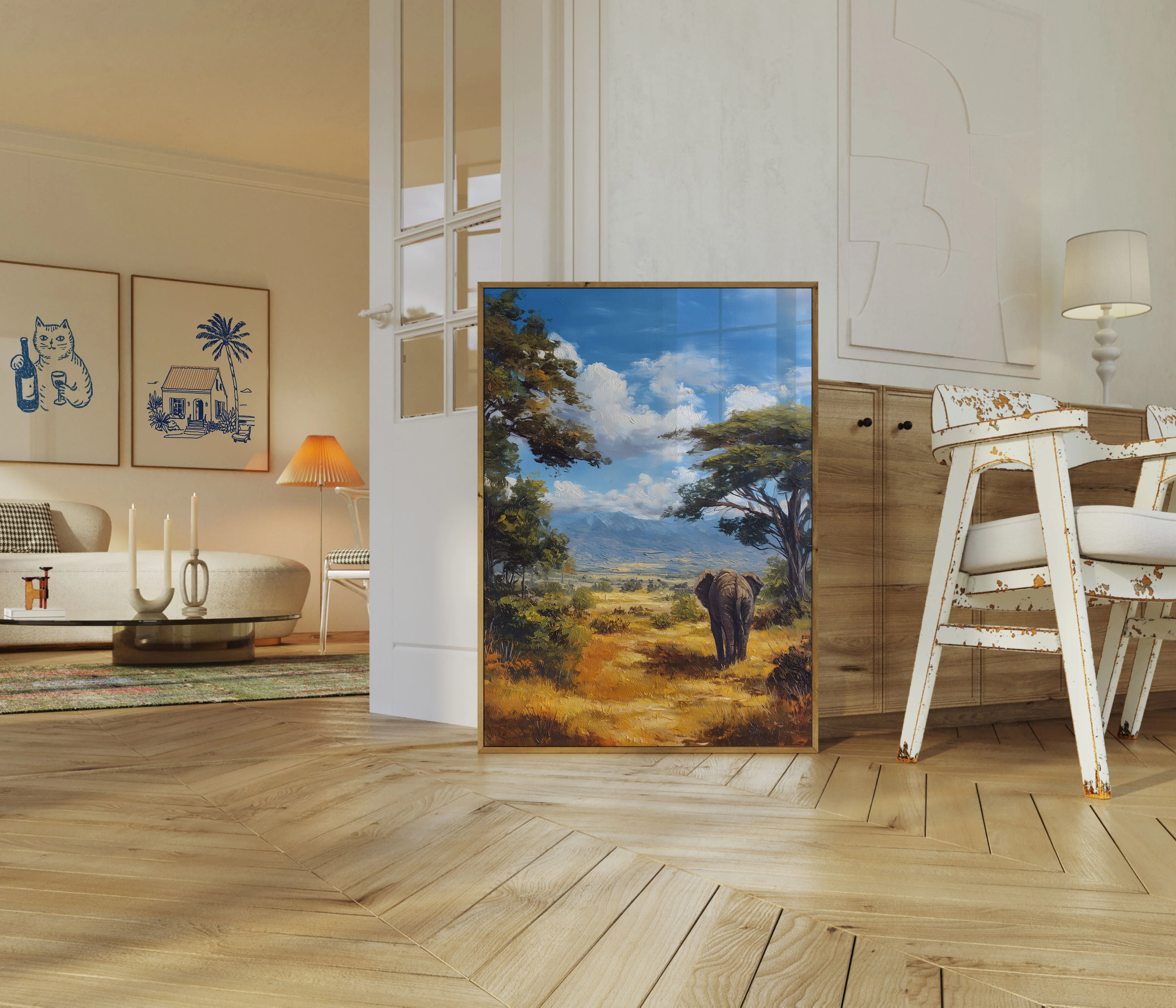 Serene African Savanna Elephant Poster - Image 5