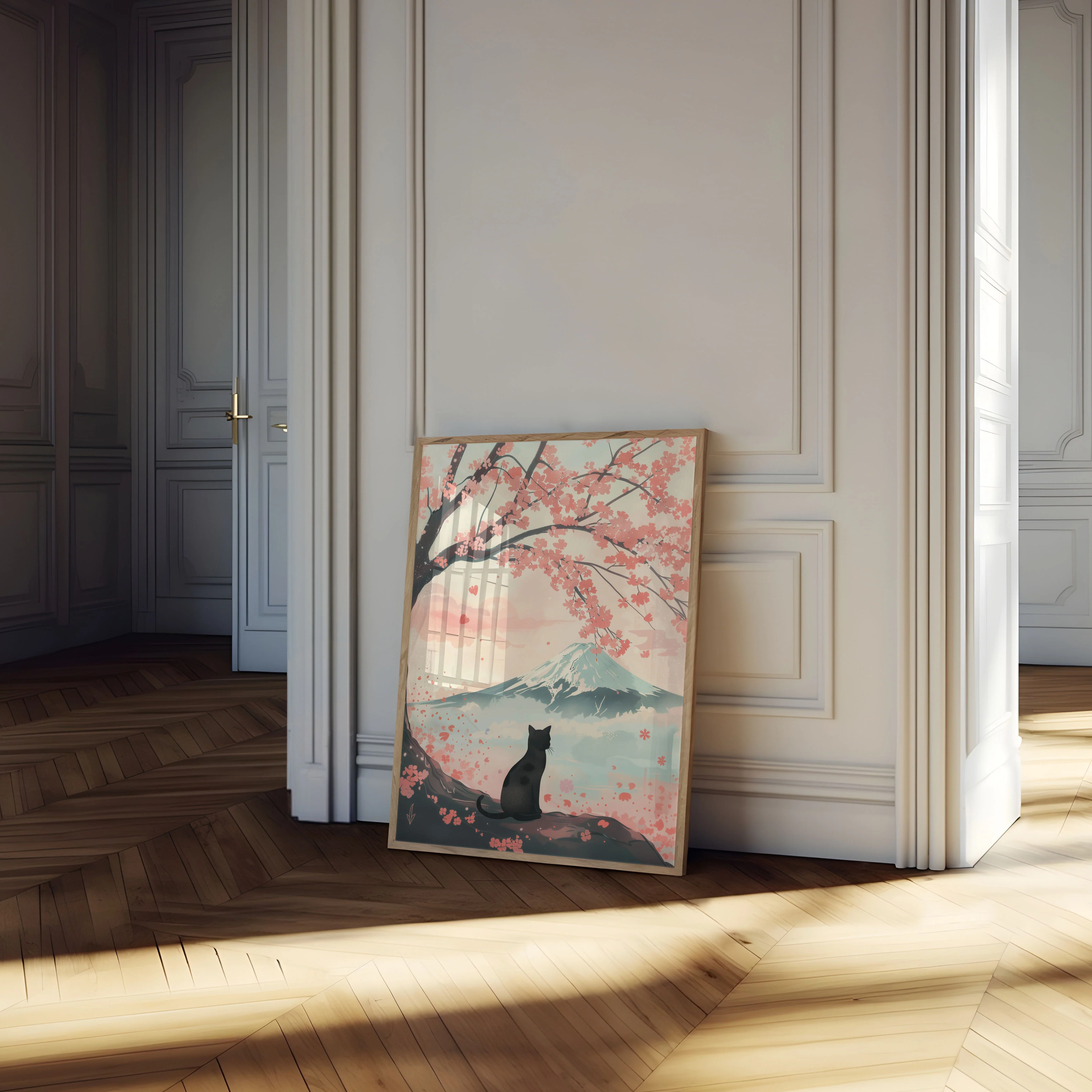 Serene Cat Mount Fuji Poster - Image 4